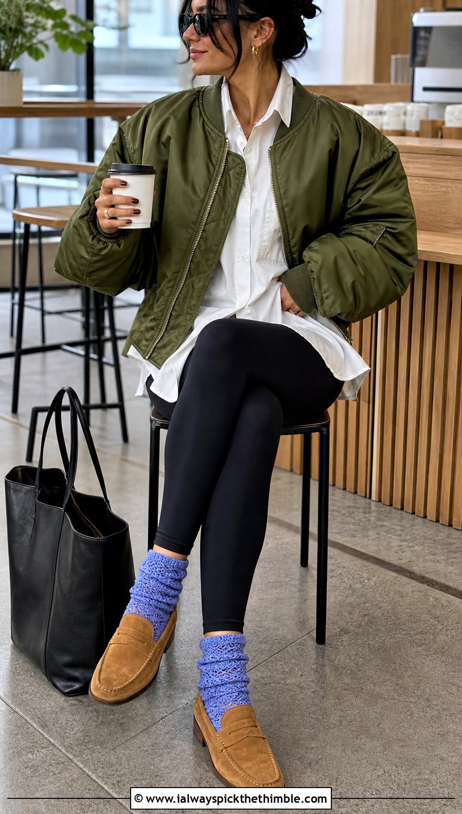 Slouchy Ankle Crochet Flat Socks With Suede Loafers And Leggings - 20 Crochet Flat Socks outfit ideas