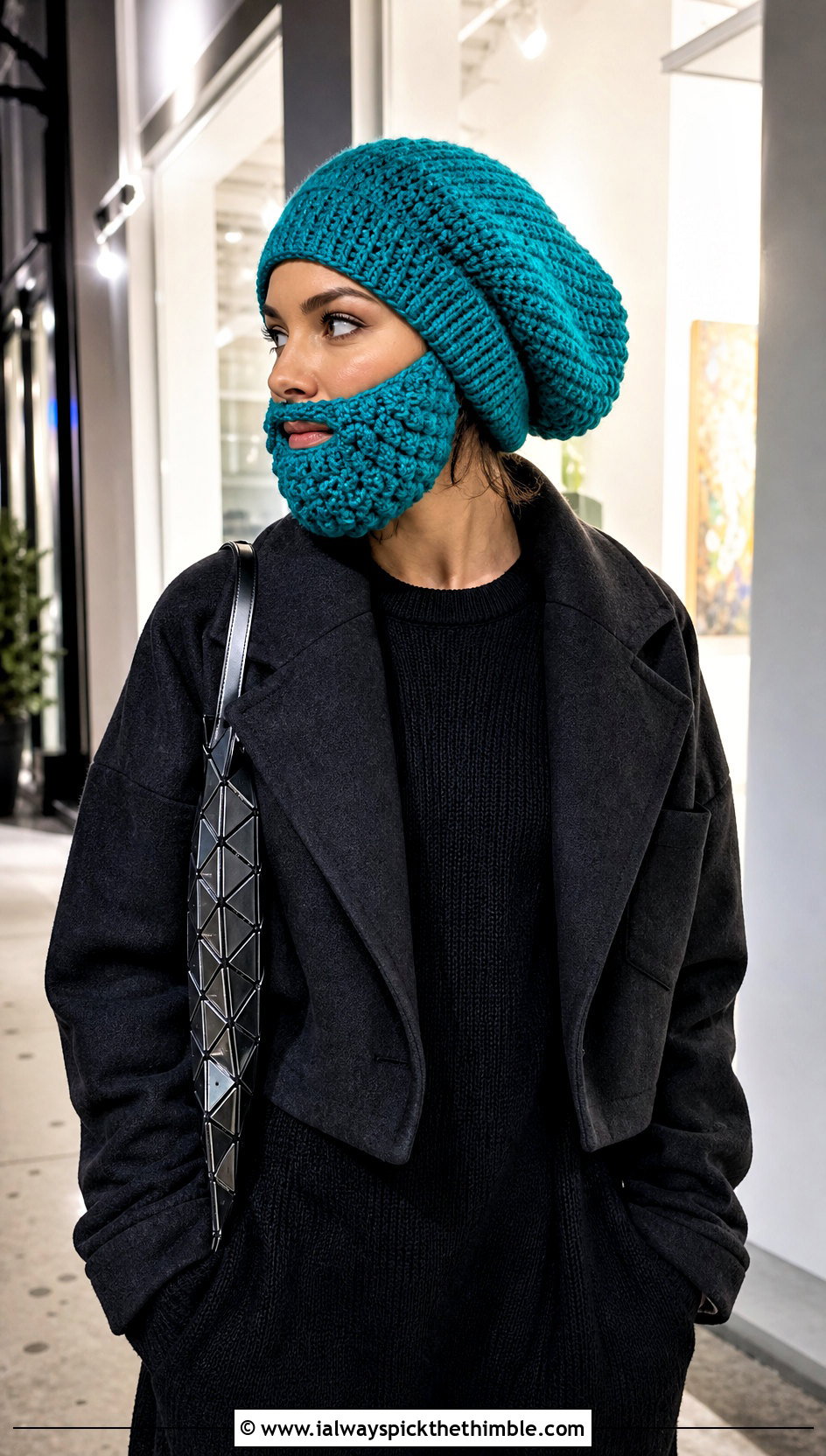 Slouchy Beard Crochet Hat With Leather Pants - 20 Beard Crochet Hat outfit ideas