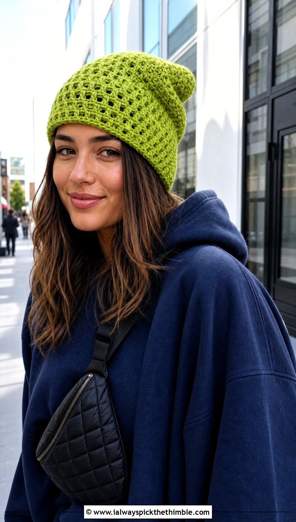 Slouchy Cone Crochet Beanie With Hoodie And Leggings - 20 pointy crochet hat outfit ideas