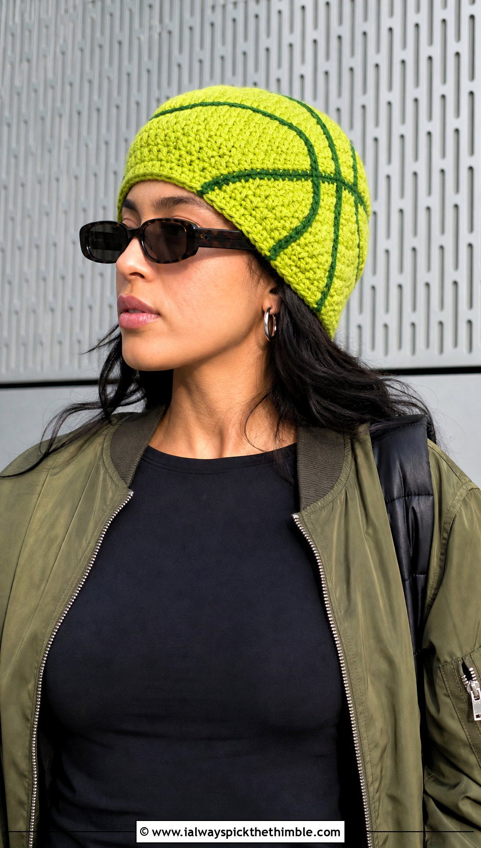 Slouchy Crochet Basketball Beanie With Cargo Pants - 20 crochet basketball hat outfit ideas
