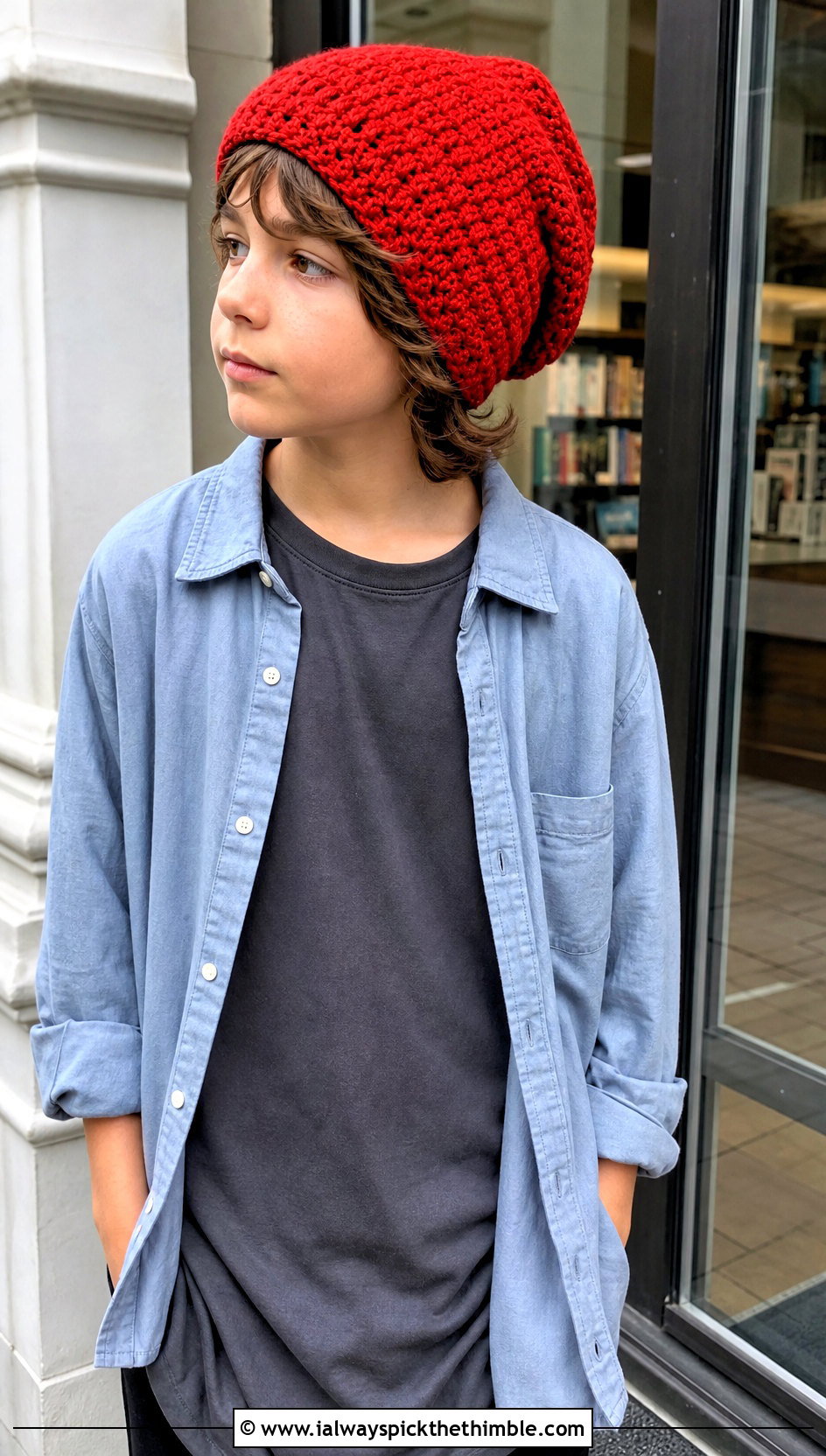 Slouchy Crochet Beanie With Overshirt And Leggings - 15 Childs Crochet Hat outfit ideas