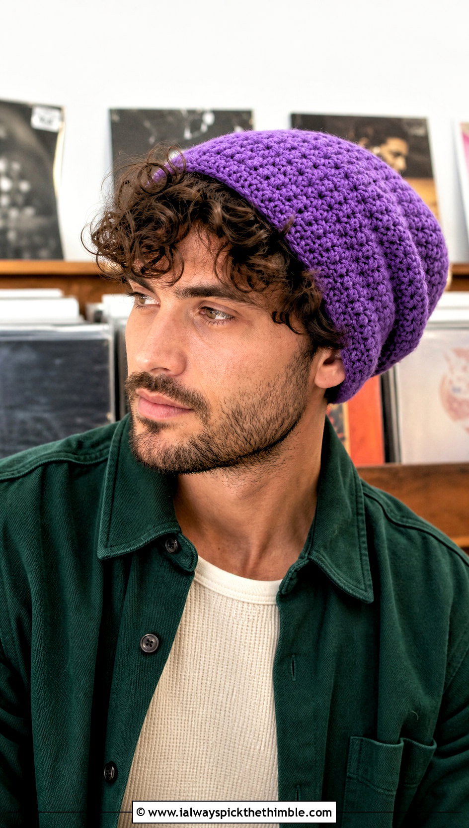 Slouchy Crochet Beanie With Overshirt And Wide Leg Jeans - 20 men crochet hat outfit ideas