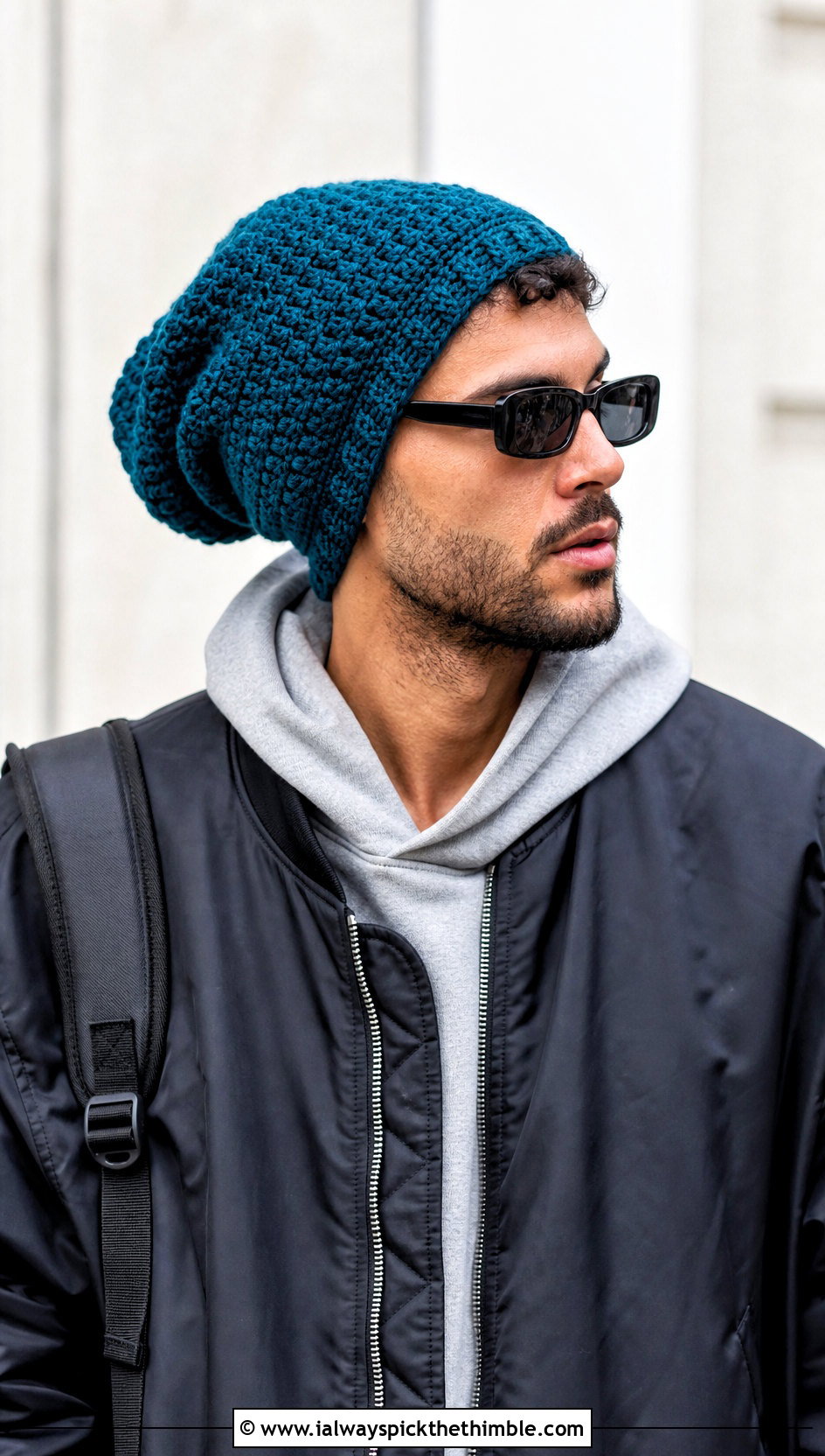 Slouchy Crochet Beanie With Oversized Streetwear - 15 men's crochet beanies outfit ideas