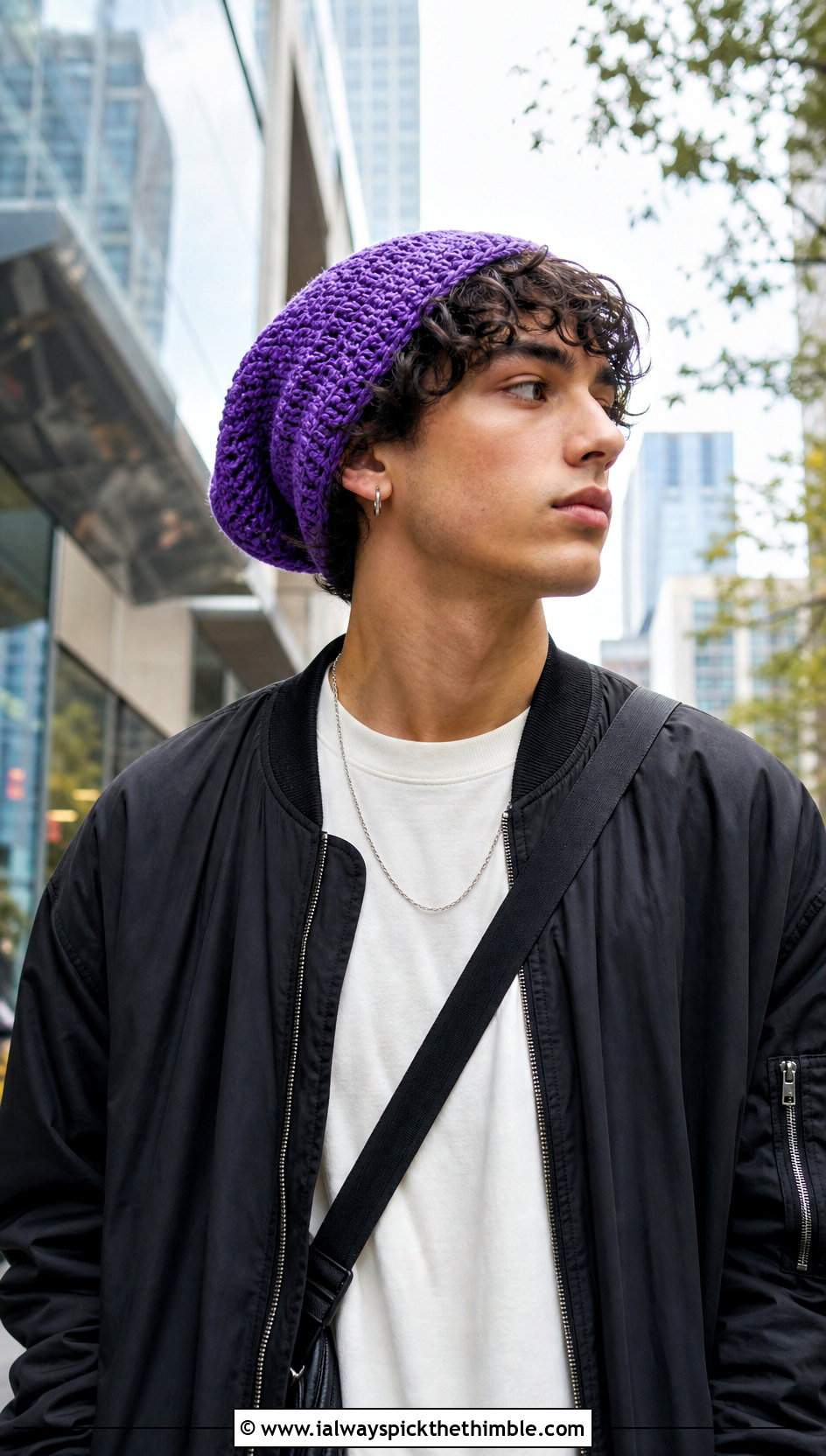 Slouchy Crochet Beanie With Oversized Streetwear - 25 crochet beanie for men outfit ideas