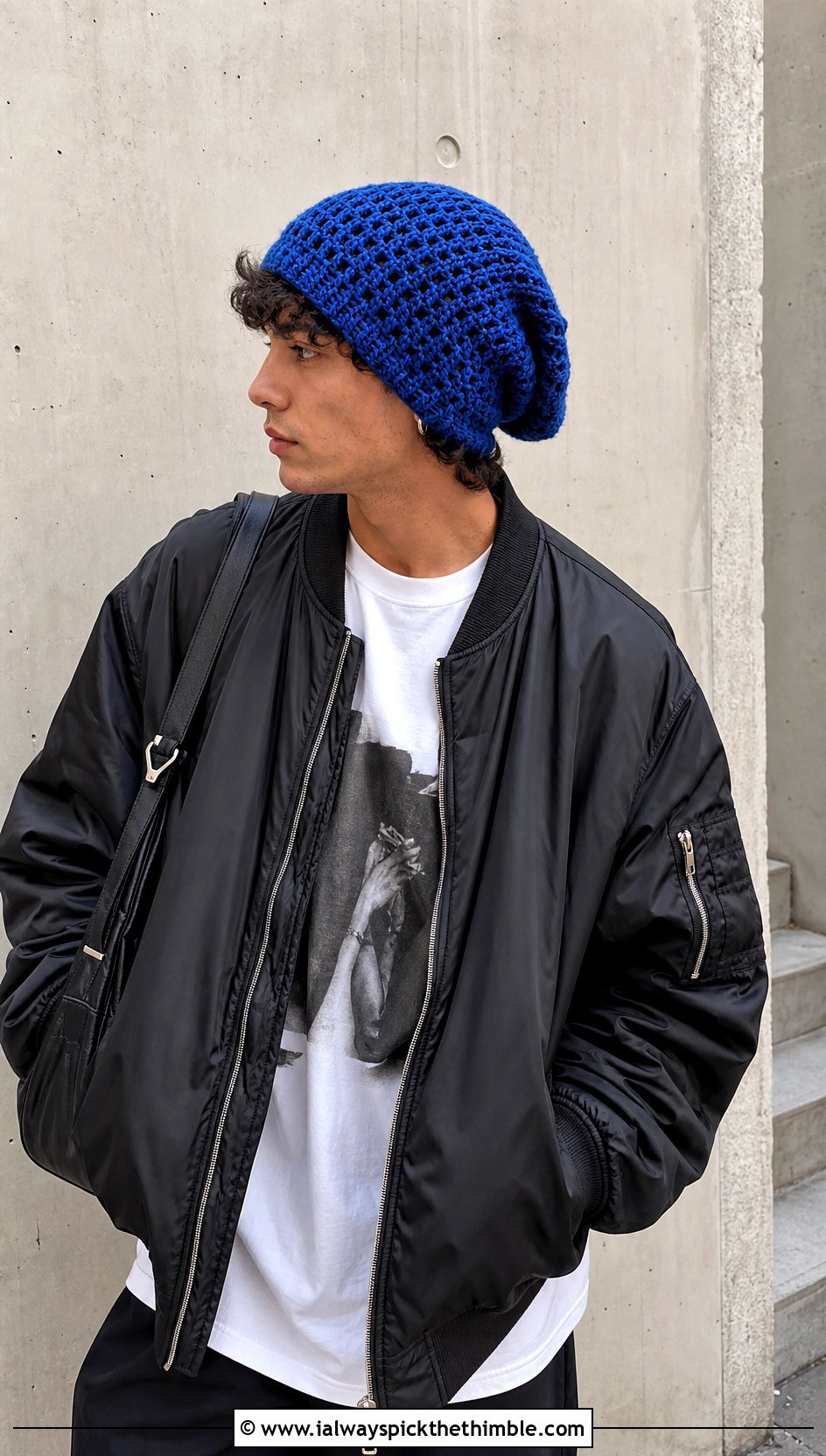 Slouchy Crochet Beanie With Oversized Streetwear - 25 mens crochet beanie outfit ideas