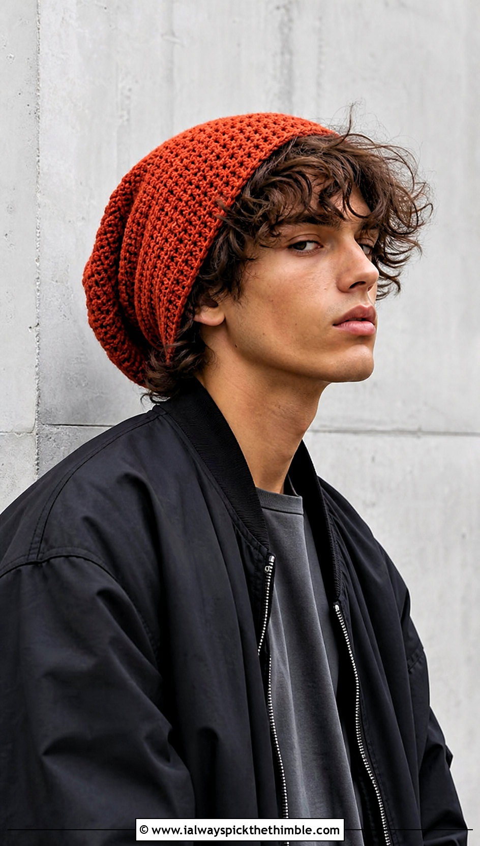 Slouchy Crochet Beanie With Streetwear Layers - 20 crochet hat ideas for men
