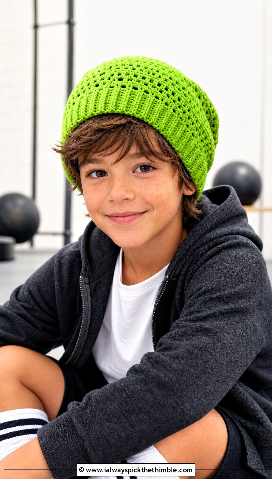 Slouchy Crochet Childs Beanie With Jogger Set - 20 crochet childs hat outfit ideas
