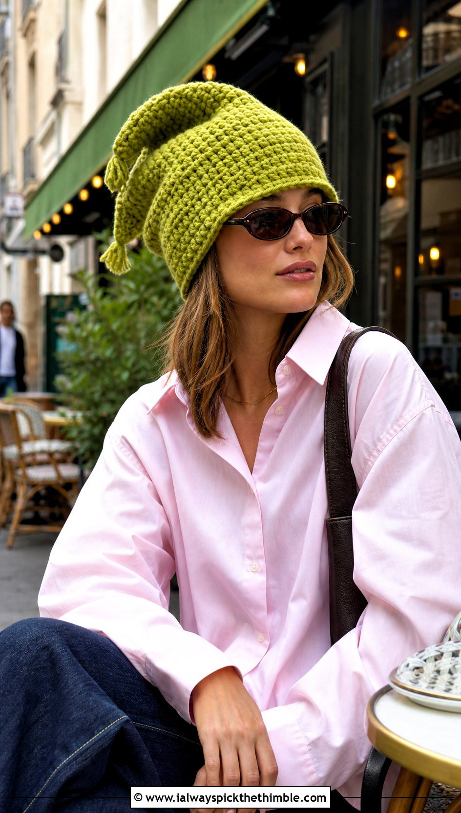 Slouchy Crochet Clown Hat With Oversized Shirt - 20 crochet clown hat outfit ideas