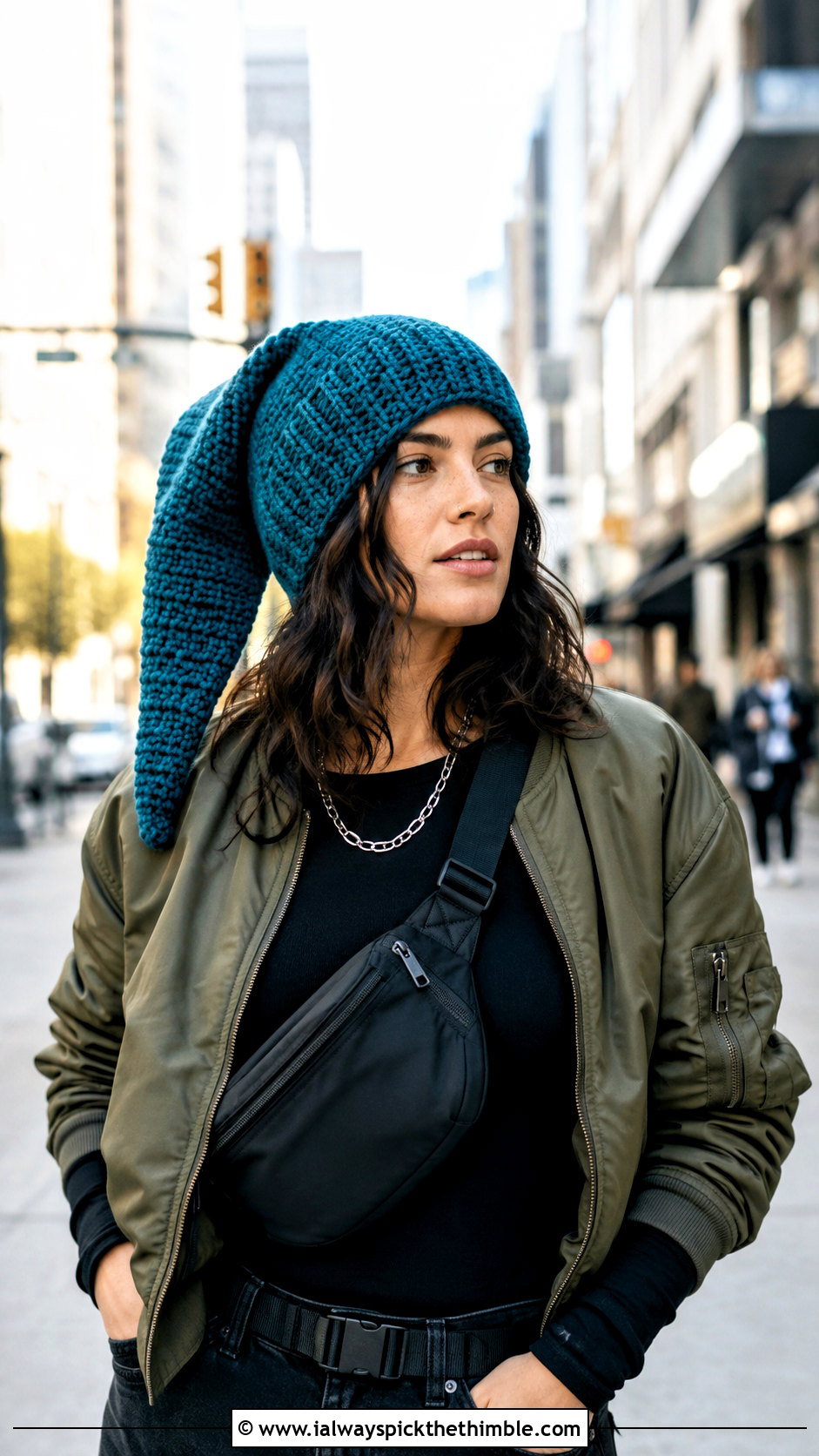 Slouchy Crochet Gnome Toboggan With Cargo Pants - 15 Adult Crochet Gnome Hat outfit ideas