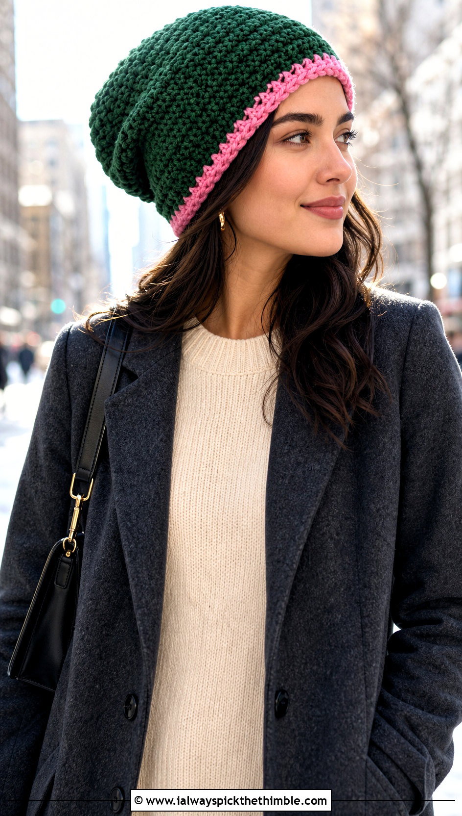 Slouchy Crochet Luffy Beanie With Sweater Dress - 25 crochet luffy hat outfit ideas