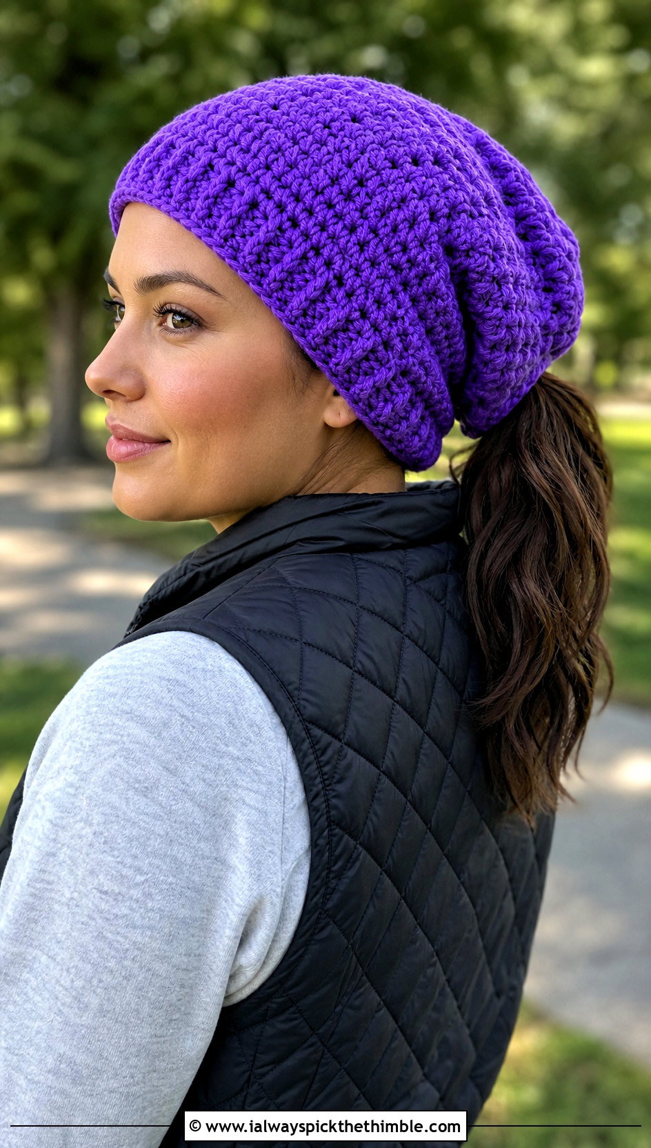 Slouchy Crochet Ponytail Hat With Leggings - 25 crochet ponytail hat outfit ideas
