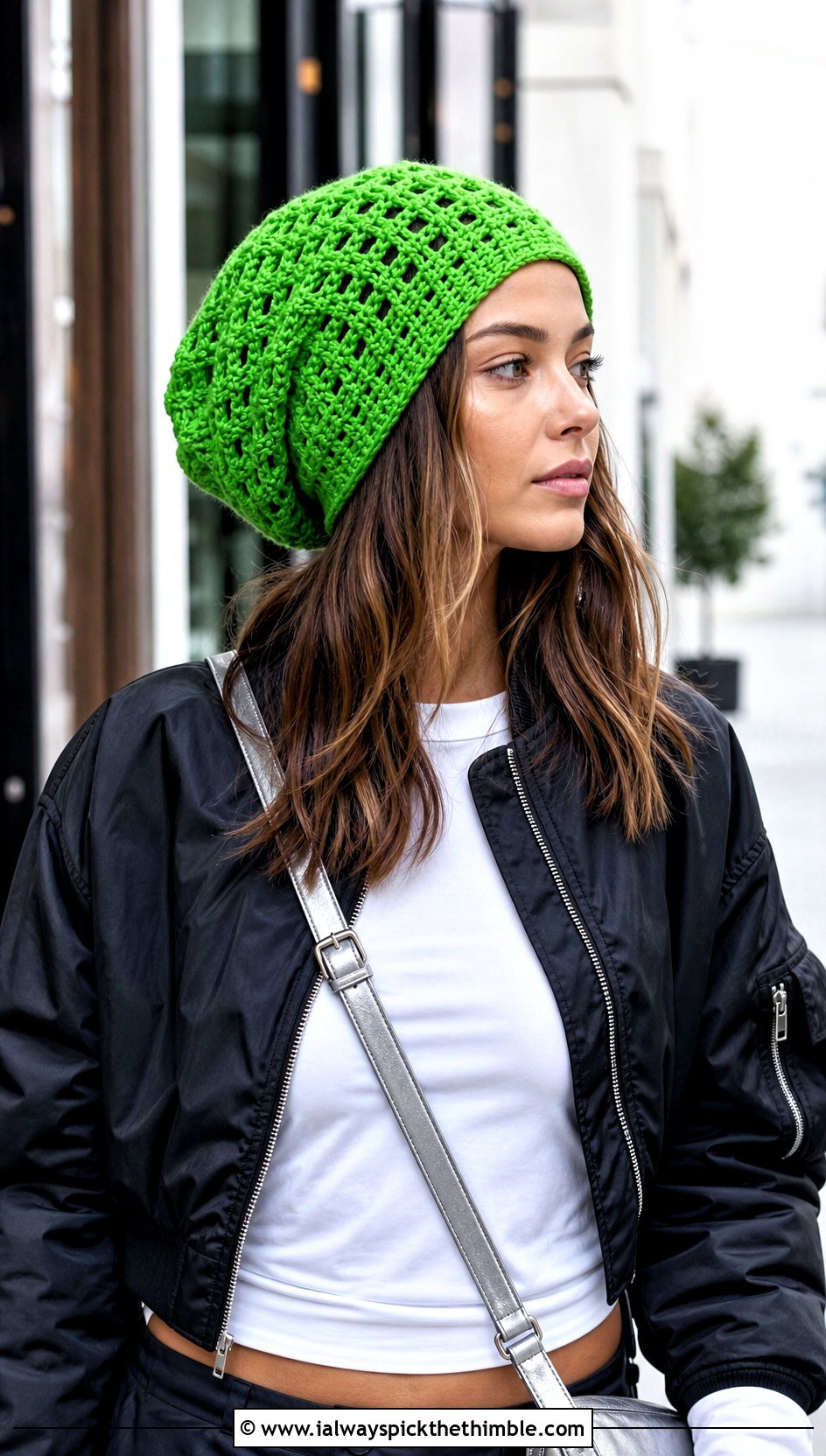 Slouchy Crochet Stocking Cap With Cargo Pants - 20 crochet stocking cap outfit ideas