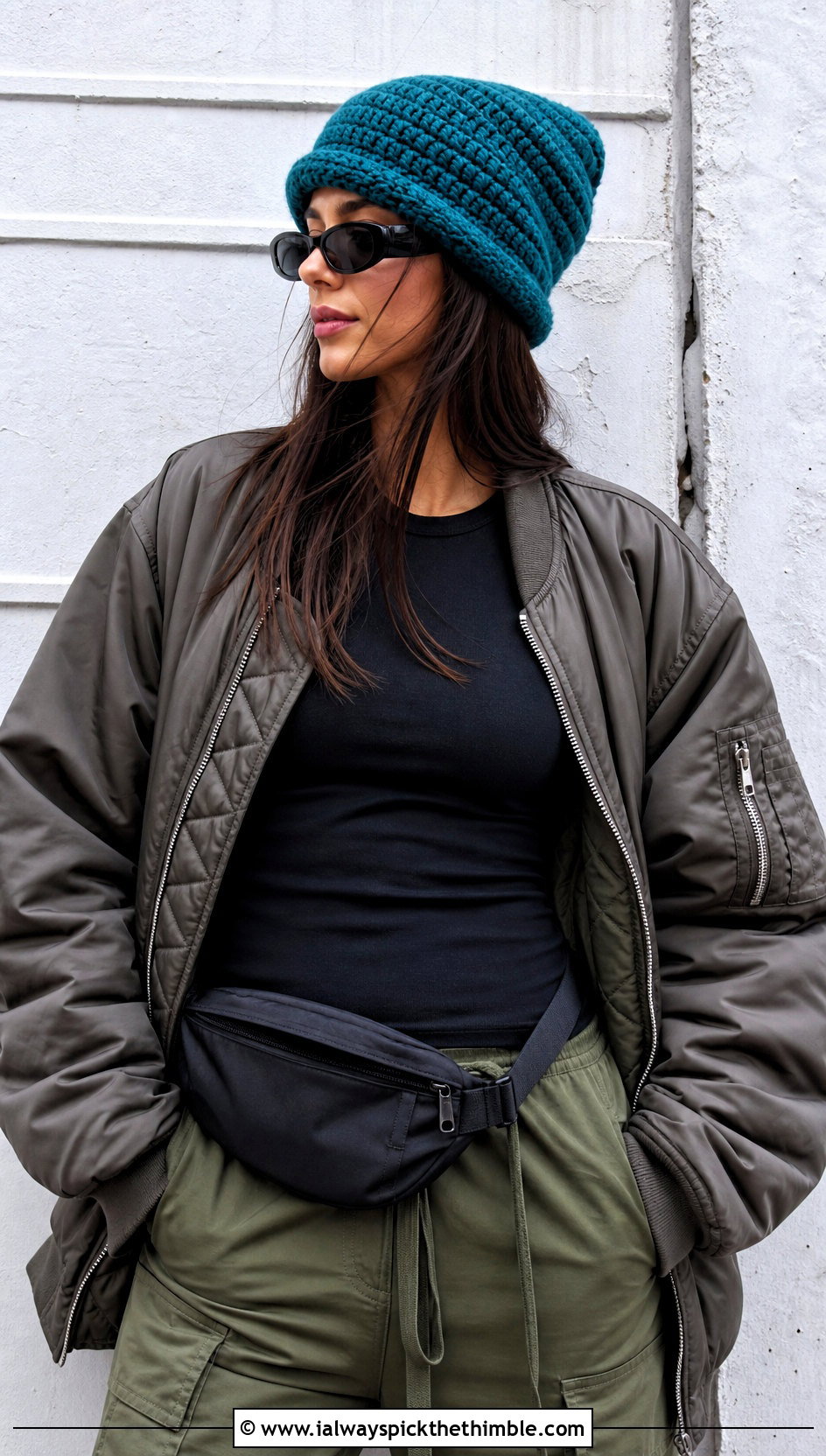 Slouchy Fold Over Crochet Hat With Cargo Pants - 15 Crochet Hat With Fold Up Brim outfit ideas