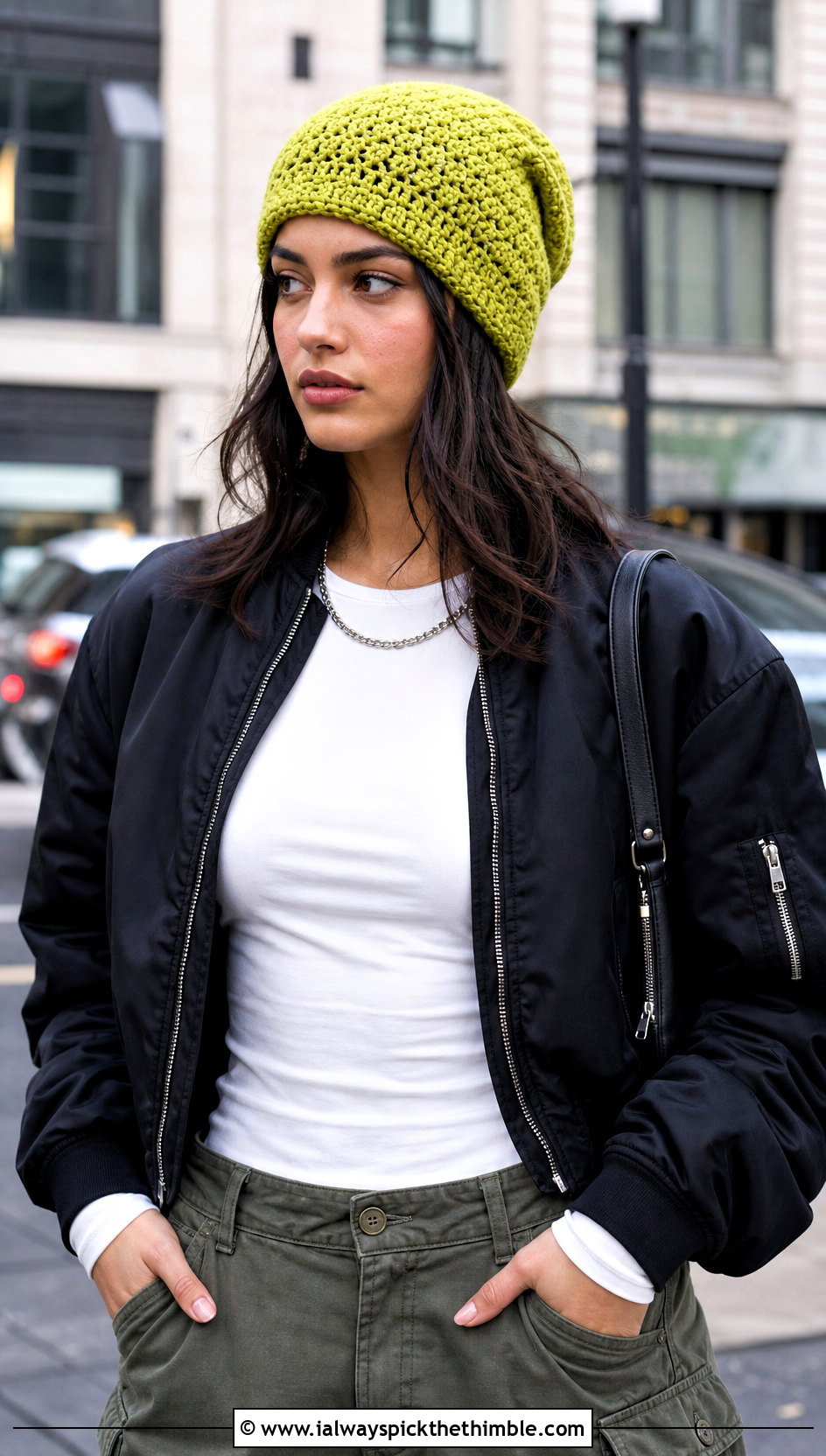 Slouchy Glacier Crochet Beanie With Cargo Pants - 15 Glacier Crochet Beanie outfit ideas
