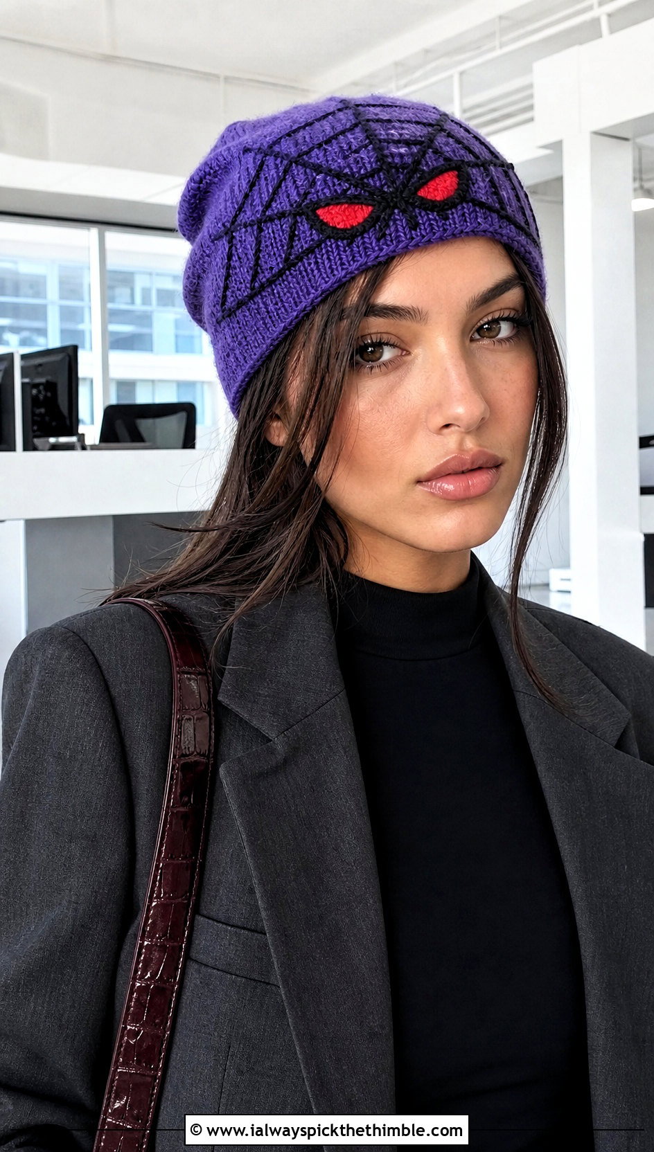 Slouchy Spider Man Beanie With Oversized Blazer - 20 spiderman crochet hat outfit ideas