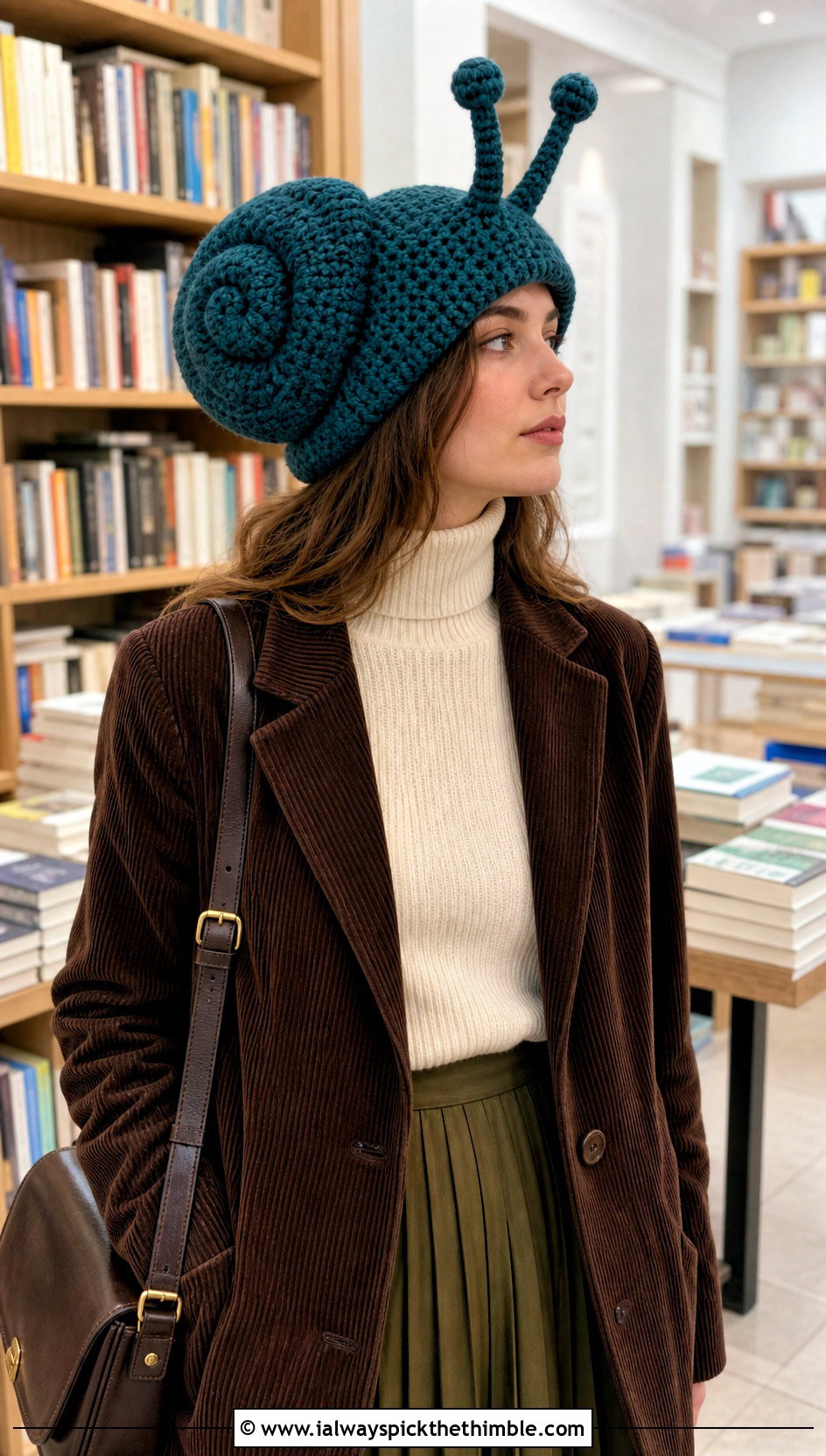 Snail Shell Crochet Hat With An Academia Outfit - 20 crochet funny hats outfit ideas