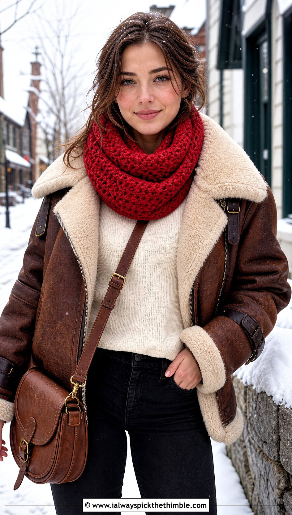 Snood Hdc Crochet Scarf With Shearling Jacket - 20 Hdc Crochet Scarf outfit ideas