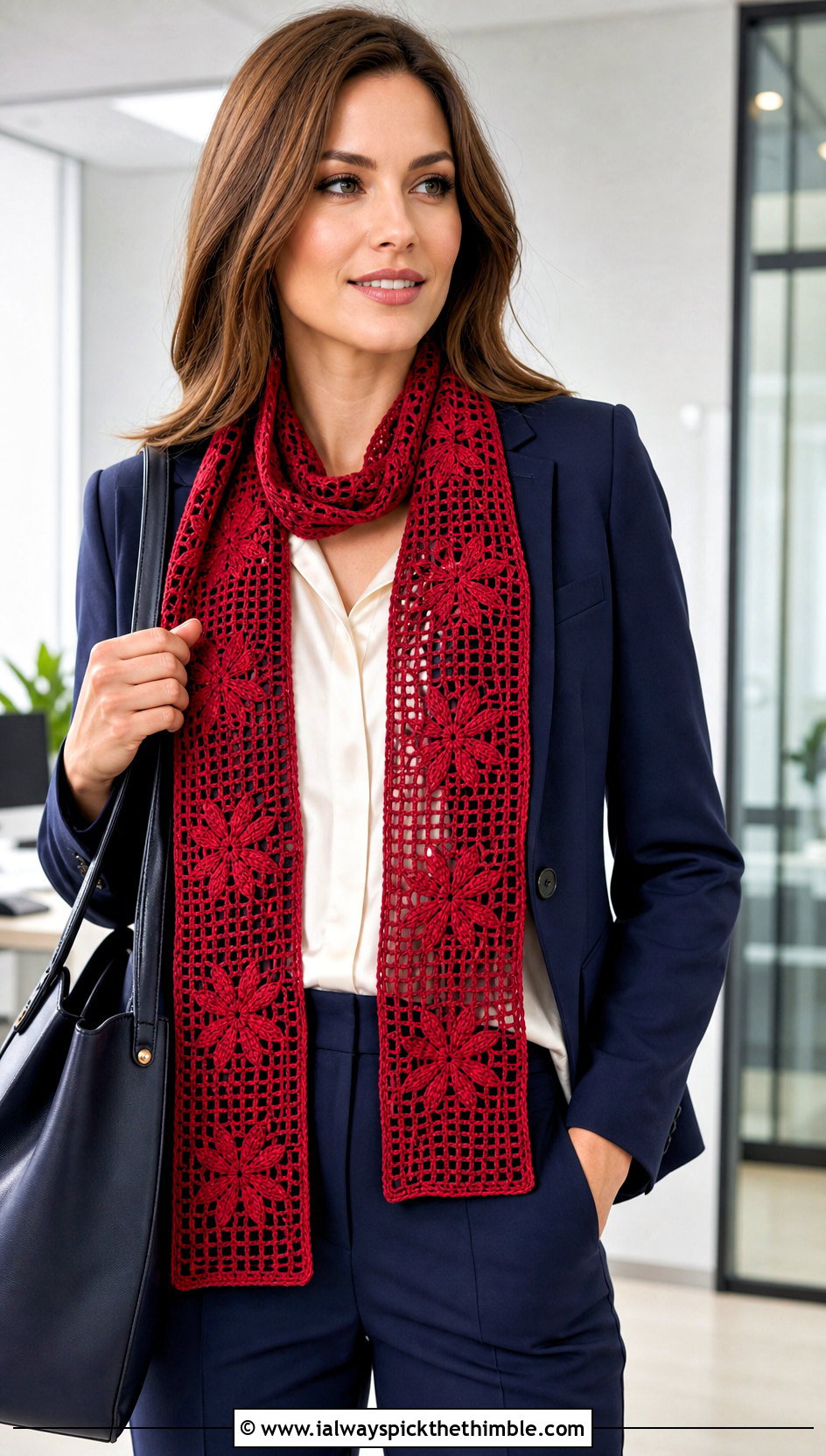 Snowflake Filet Lace Crochet Scarf With Blazer - 20 Snowflake Crochet Scarf outfit ideas