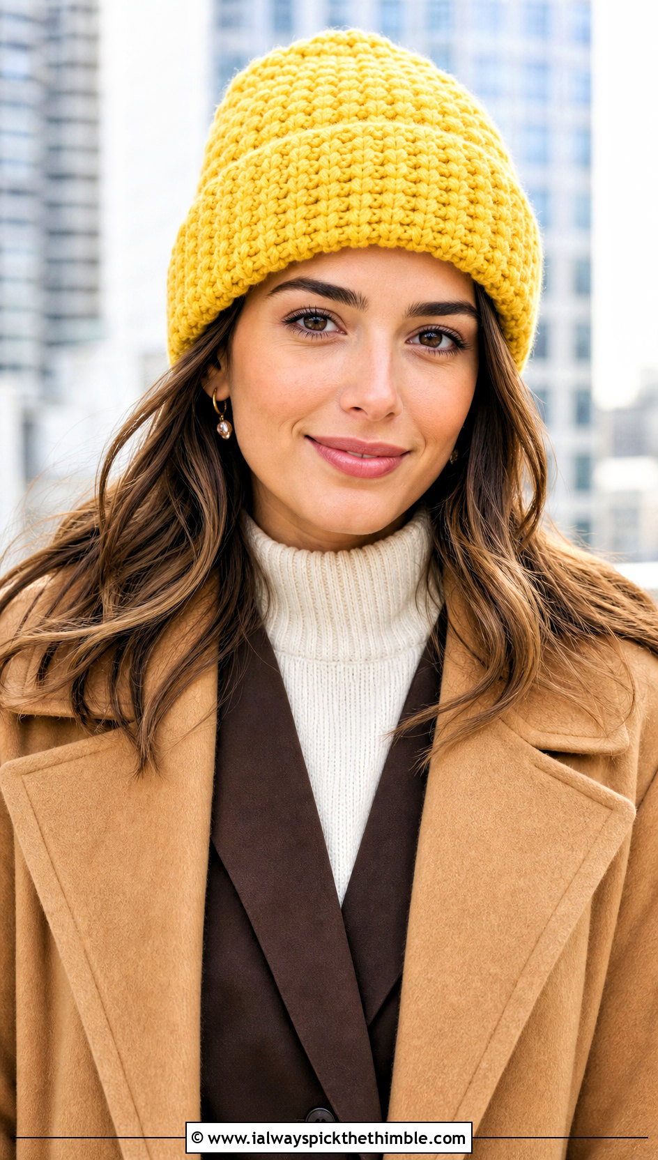 Snowy Wheat Cuffed Crochet Hat With Camel Coat - 20 Snowy Wheat Crochet Hat outfit ideas
