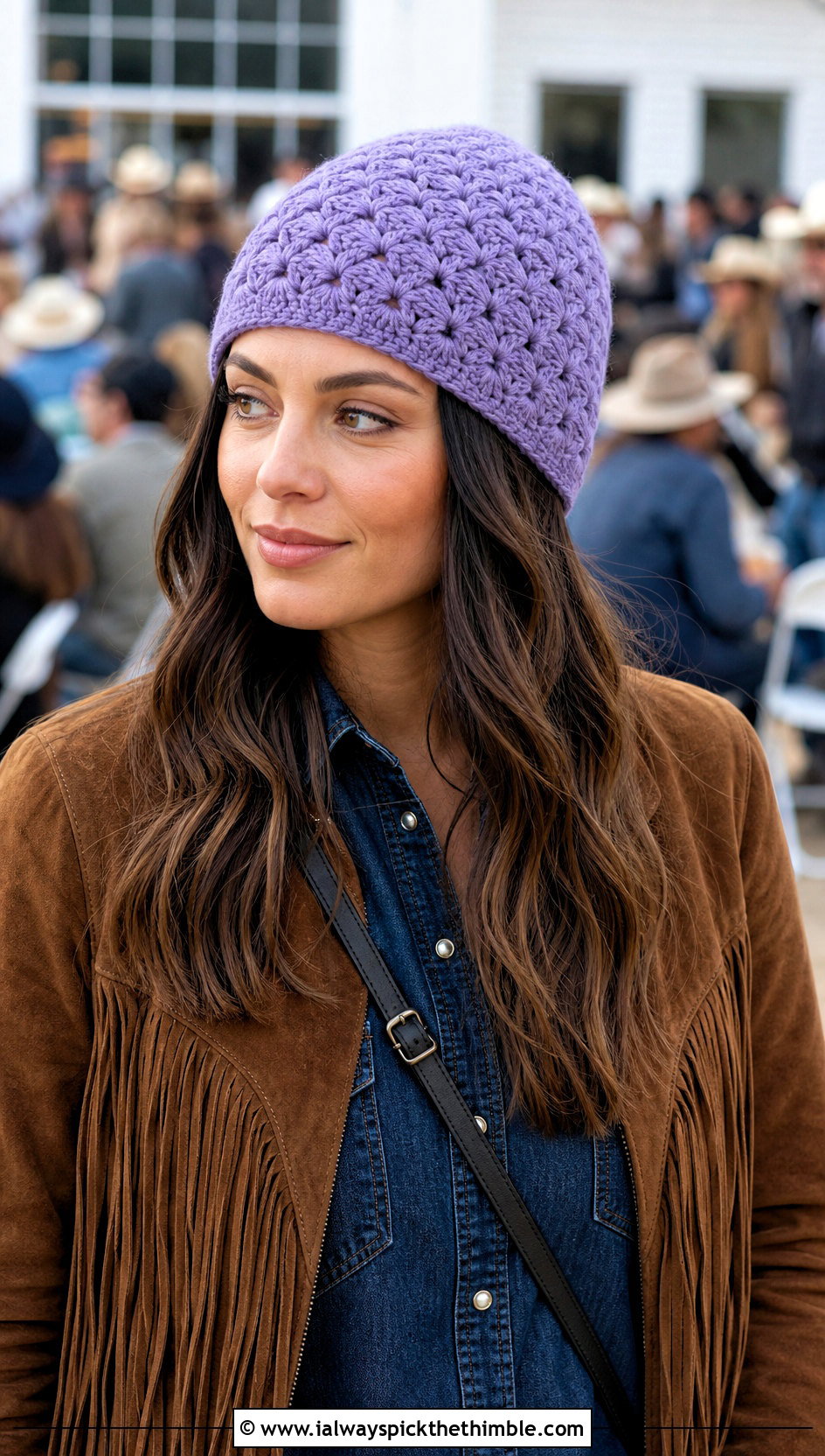 Snowy Wheat No Brim Crochet Hat With Western Jacket - 20 Snowy Wheat Crochet Hat outfit ideas