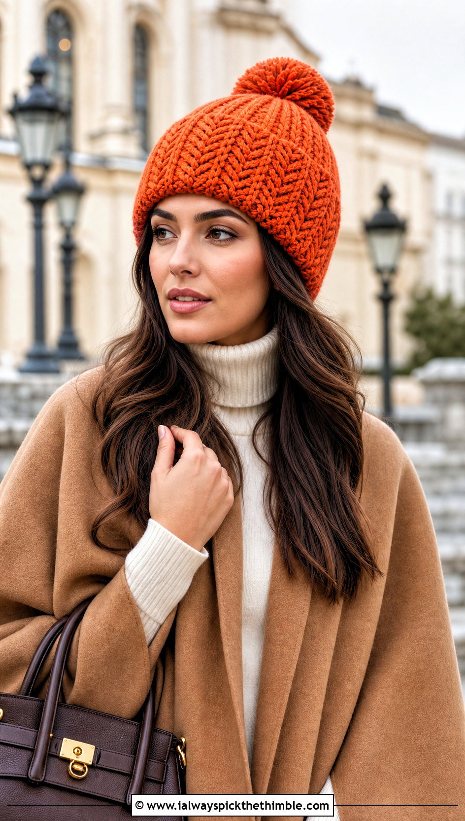 Snowy Wheat Puff Beanie With Wool Cape - 20 Snowy Wheat Crochet Hat outfit ideas
