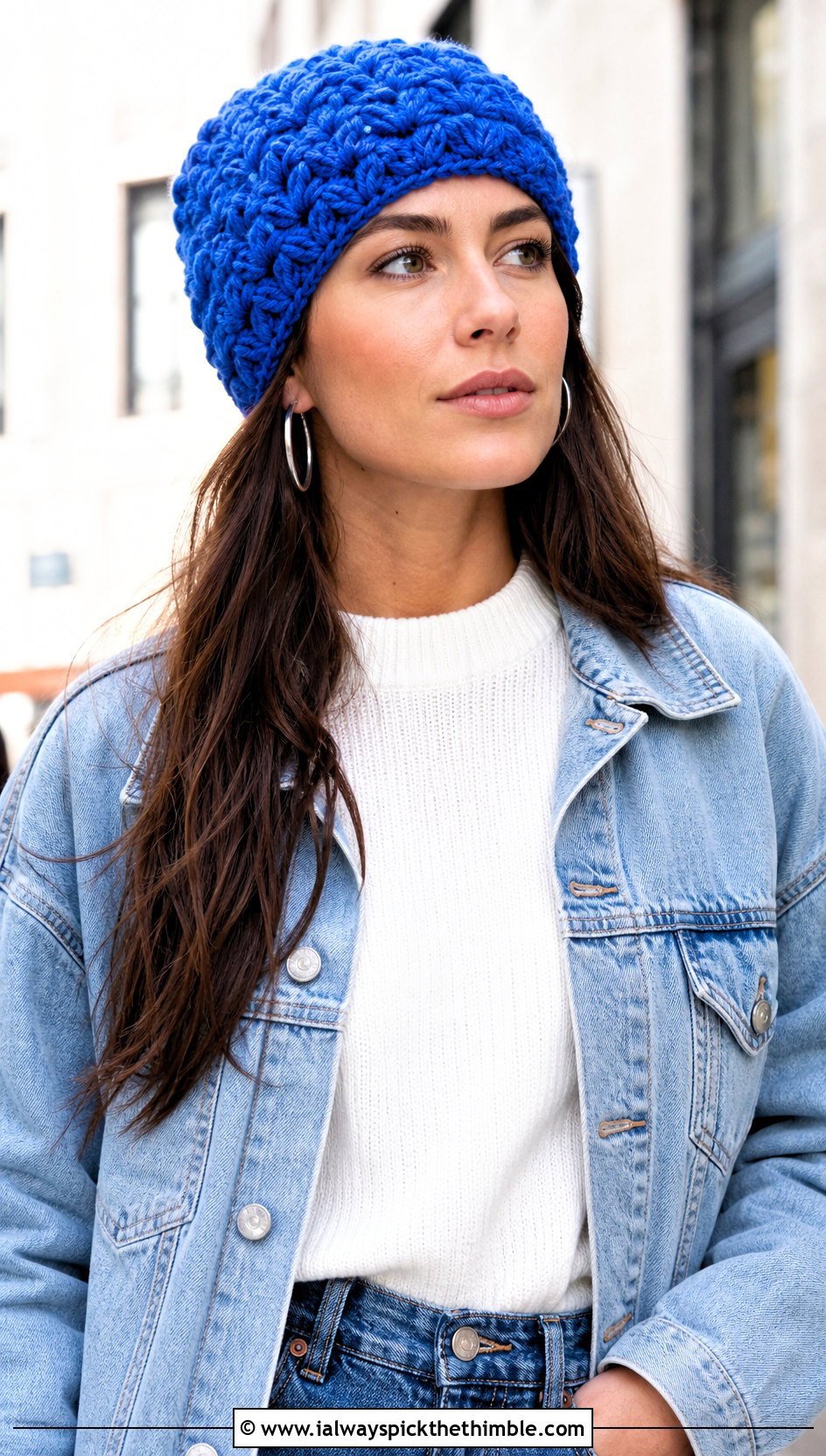 Snowy Wheat Puff Stitch Crochet Hat With Double Denim - 20 Snowy Wheat Crochet Hat outfit ideas