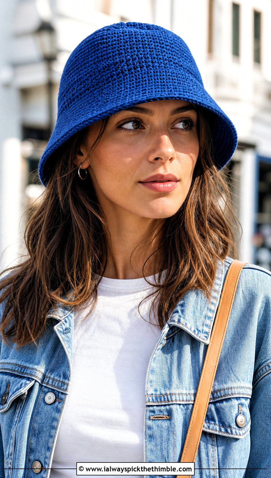 Solid Cotton Crochet Bucket Hat With T Shirt And Jeans - 20 Easy Crochet Bucket Hats outfit ideas