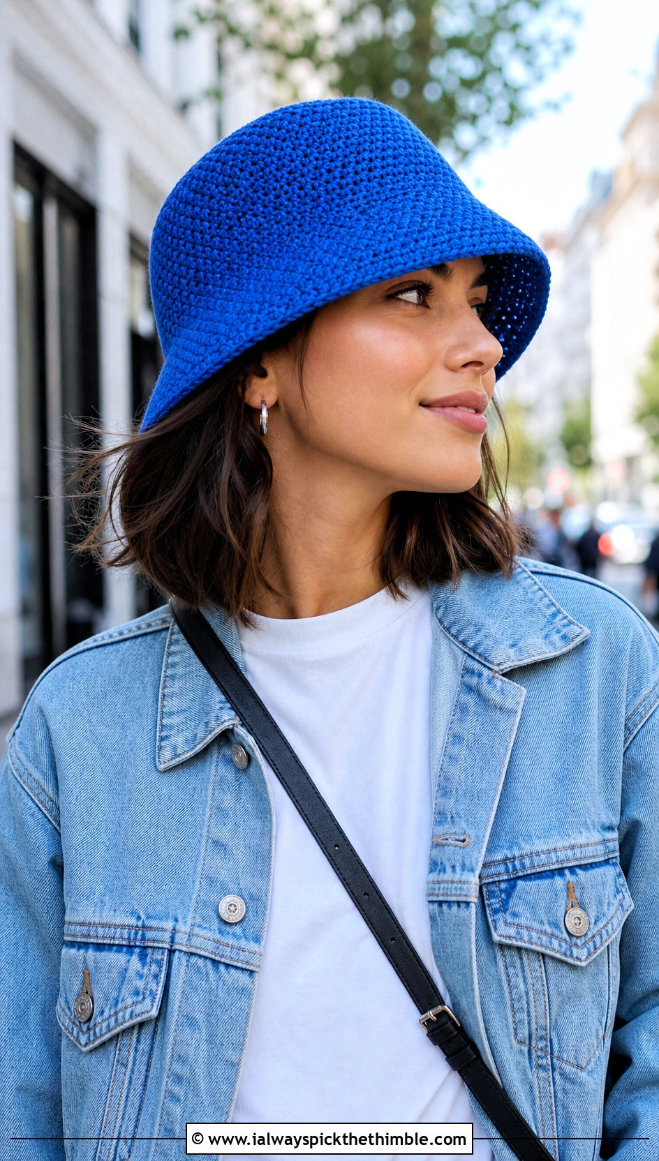 Solid Cotton Crochet Bucket Hat With T Shirt And Jeans - 20 easy crochet bucket hat outfit ideas
