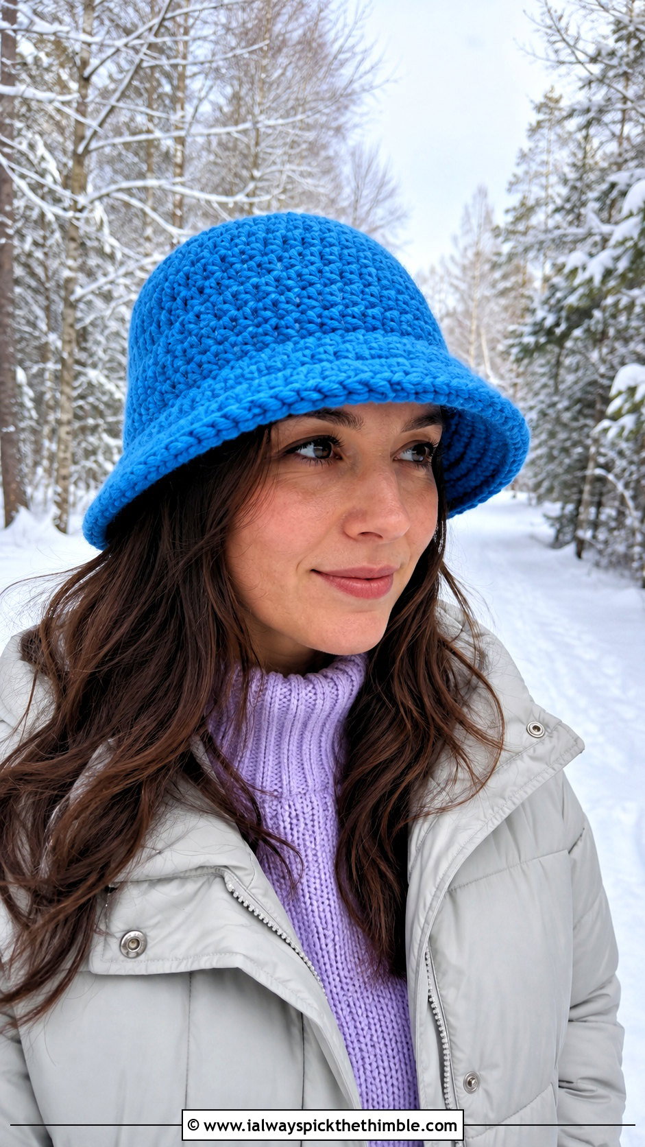 Solid Dense Stitch Crochet Winter Bucket Hat With Parka - 25 crochet winter bucket hat outfit ideas