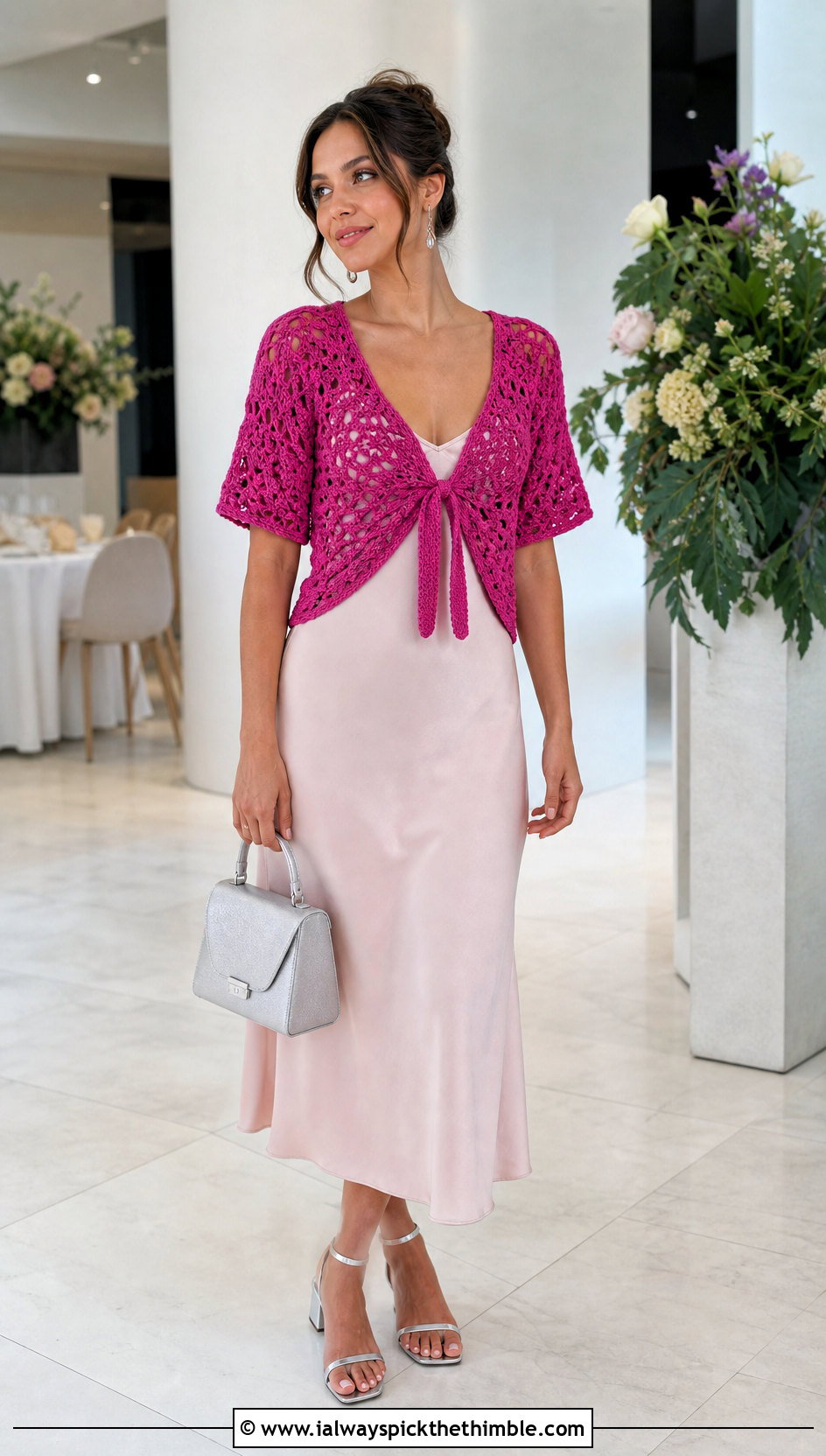 Solomon Knot Crochet Tie Front Top With Slip Dress - 25 solomon knot crochet top outfit ideas