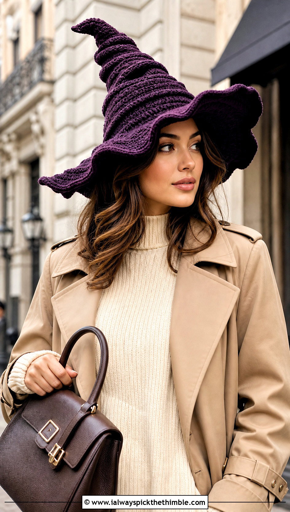 Sorting Hat Crochet Wizard Hat With Trench Coat - 15 harry potter crochet hat outfit ideas
