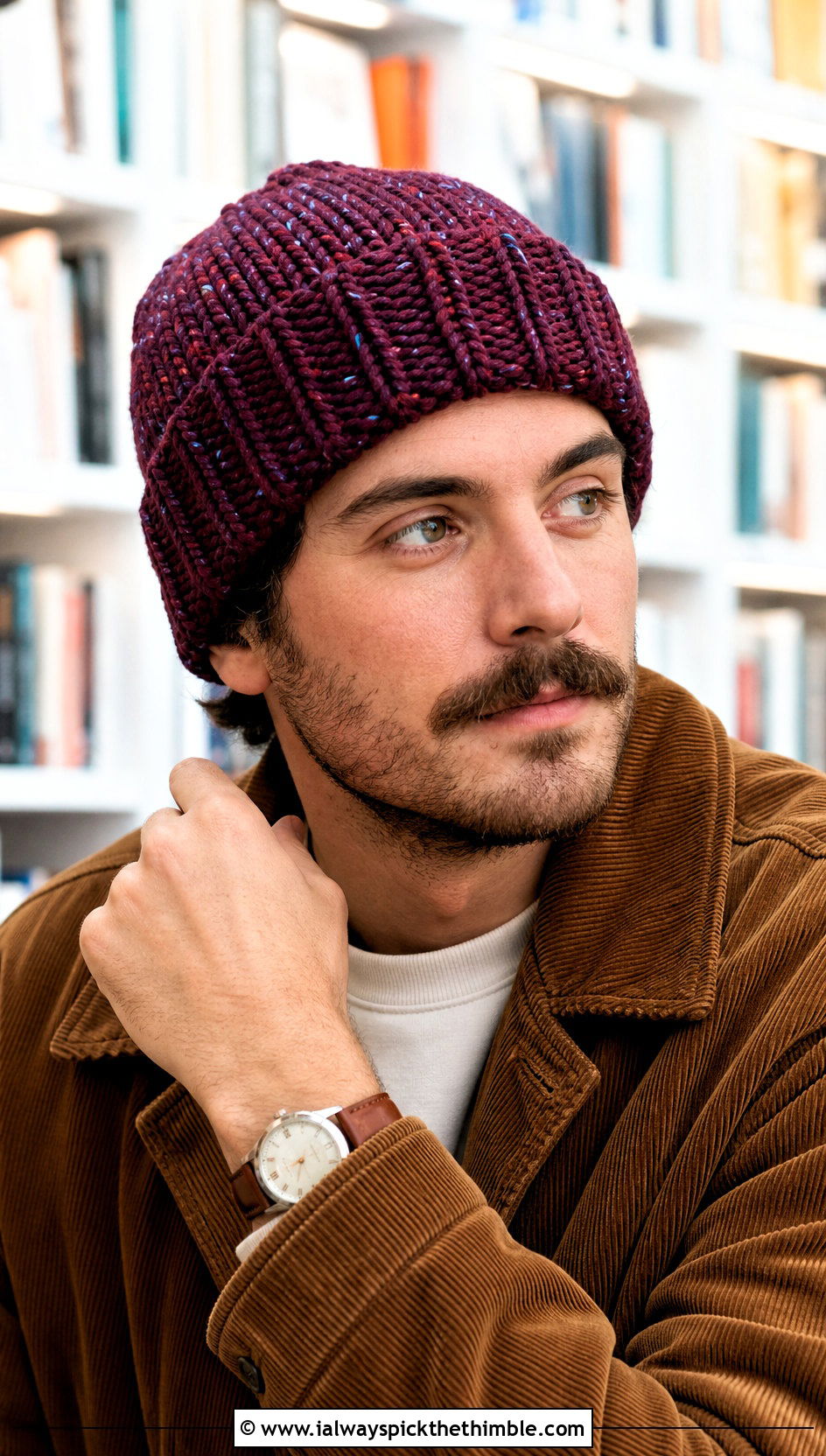 Speckled Brawny Beanie With Corduroy Jacket - 15 brawny beanie men's crochet hat outfit ideas