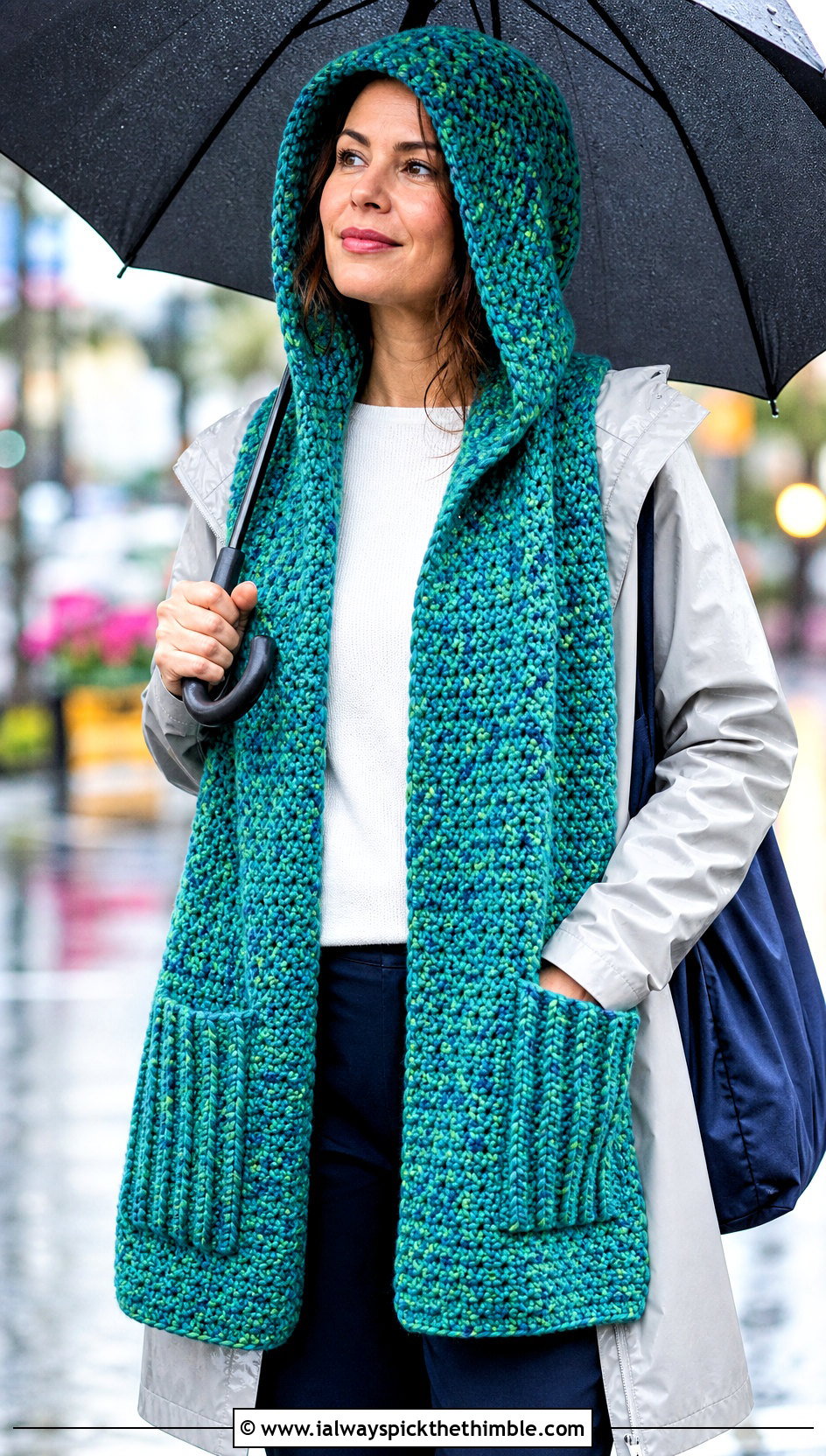 Speckled Woodland Hooded Crochet Scarf With Raincoat And Boots - 15 Woodland Hooded Crochet Scarf outfit ideas