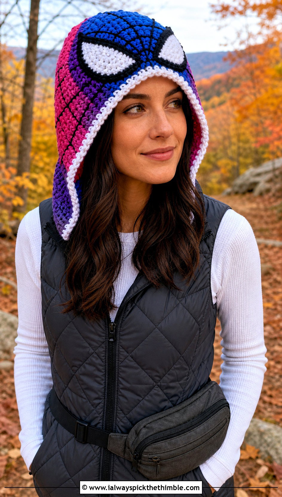 Spider Gwen Hooded Beanie With Quilted Vest - 20 Spider Gwen Crochet Beanie outfit ideas