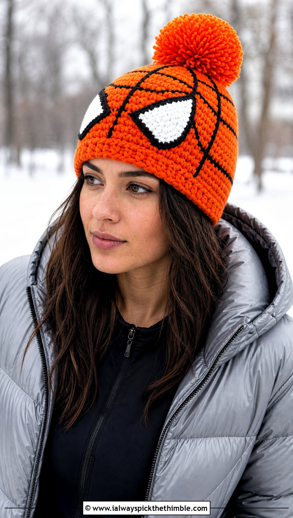 Spider Gwen Pom Pom Beanie With Puffer Jacket - 20 Spider Gwen Crochet Beanie outfit ideas