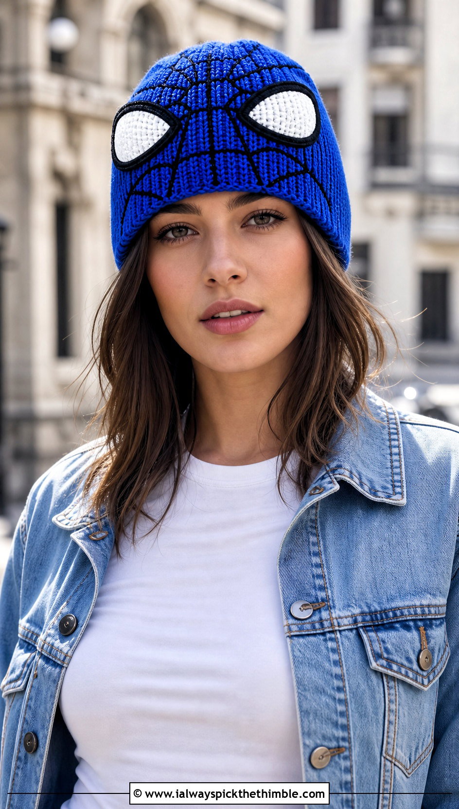 Spider Gwen Ribbed Cuff Beanie With Denim Jacket - 20 Spider Gwen Crochet Beanie outfit ideas