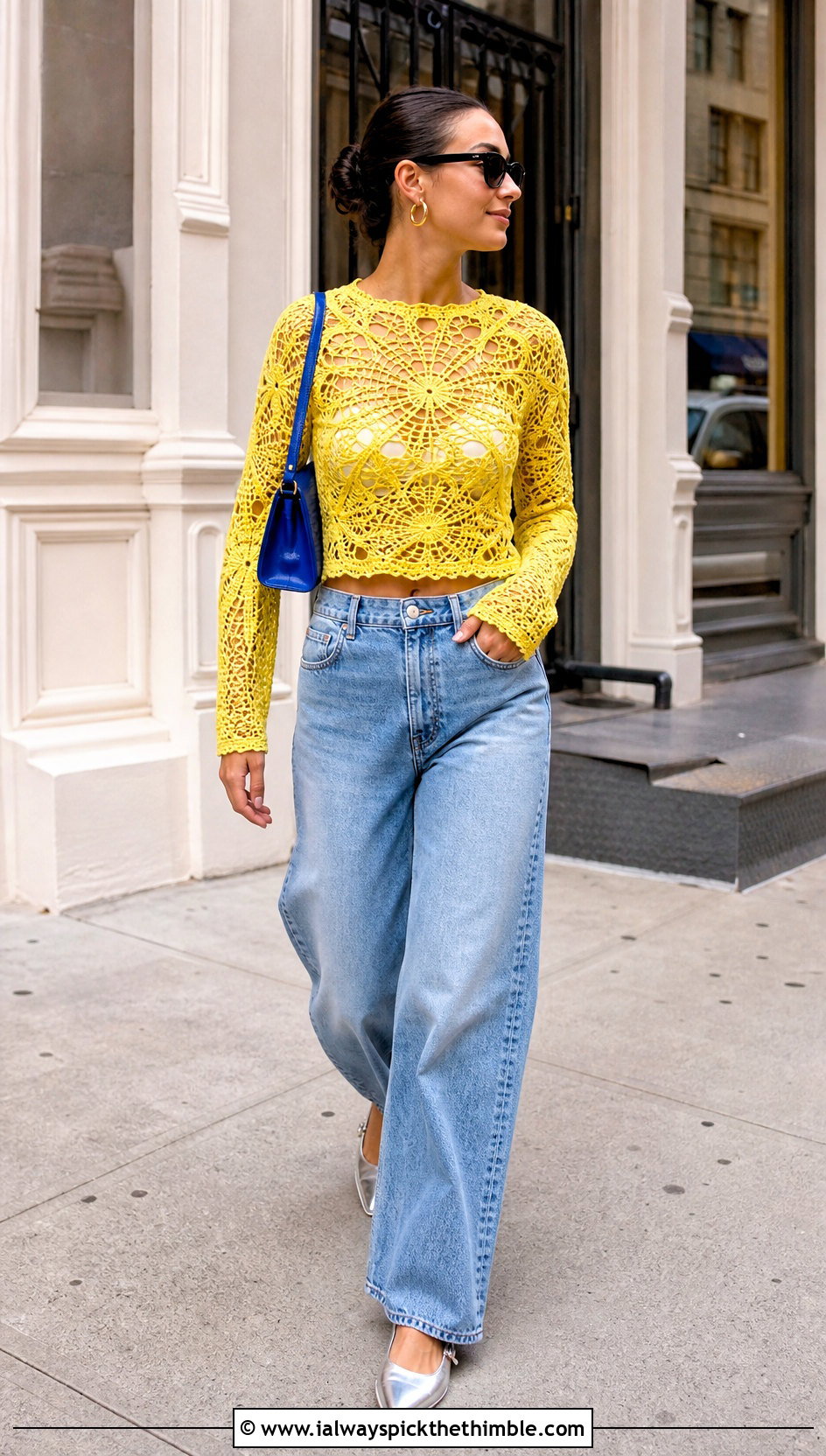 Spider Lace Crochet Top With Wide Leg Jeans - 25 crochet lace top outfit ideas