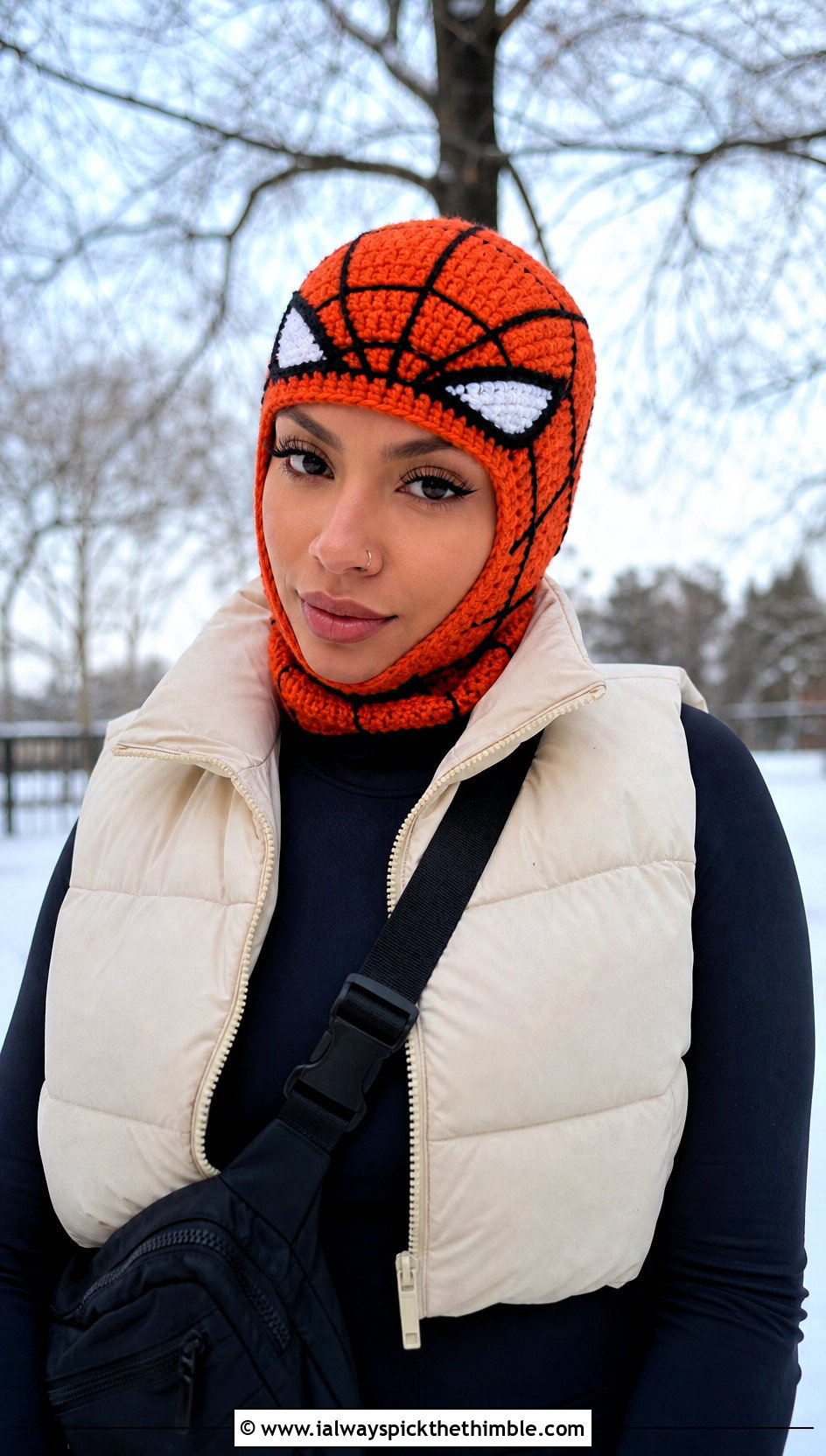 Spider Man Balaclava Hat With Puffer Vest - 20 spiderman crochet hat outfit ideas