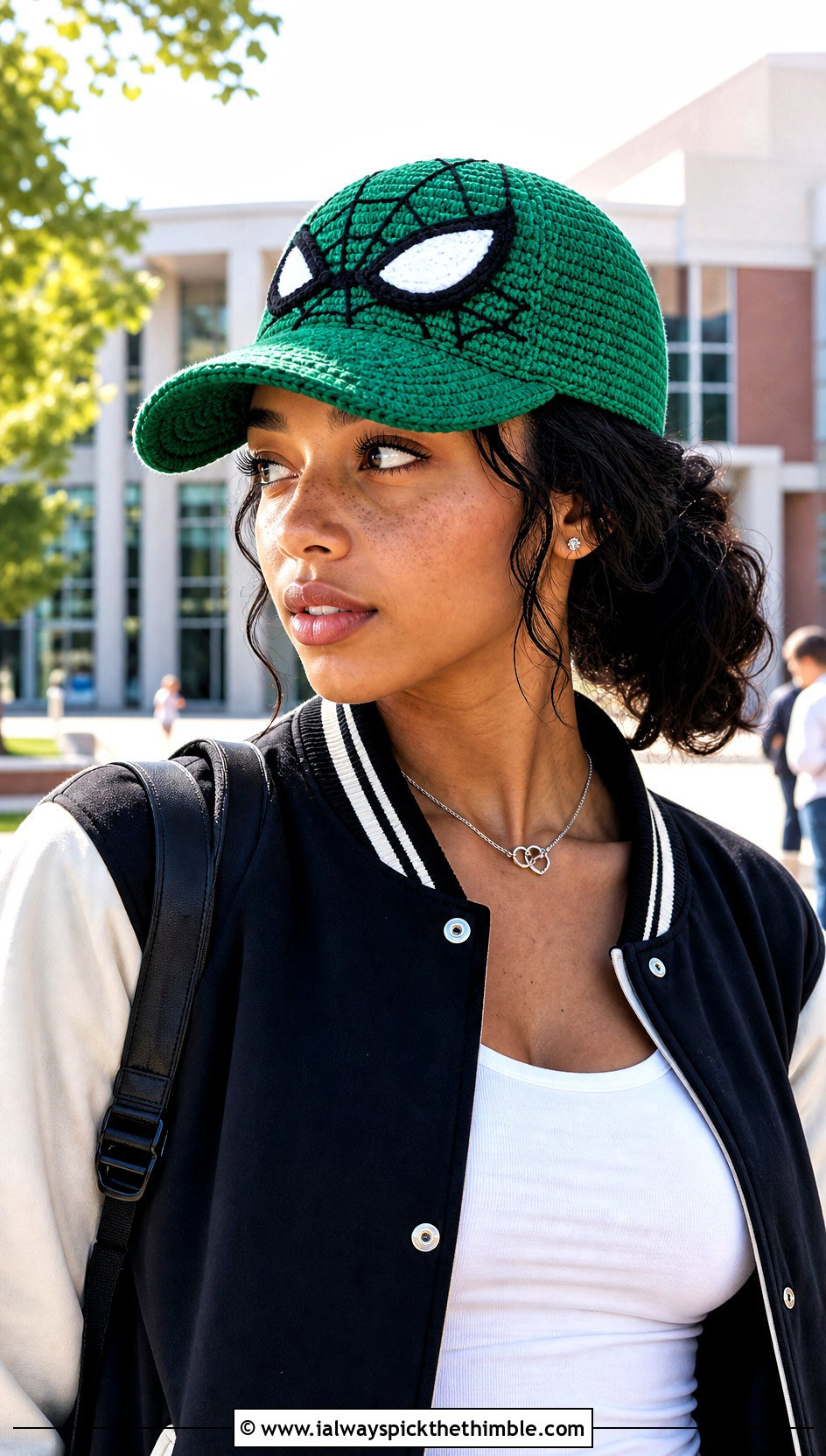 Spider Man Crochet Baseball Cap With Varsity Jacket - 20 spiderman crochet hat outfit ideas
