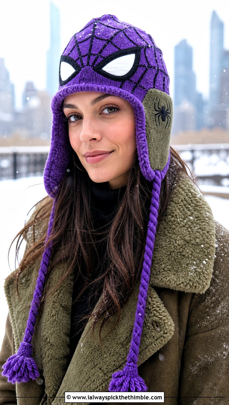 Spider Man Trapper Hat With Shearling Coat - 20 spiderman crochet hat outfit ideas