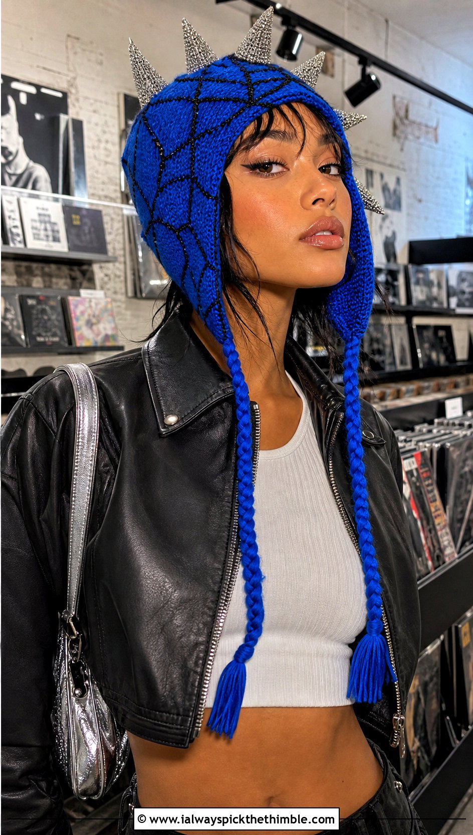 Spider Punk Earflap Hat With Leather Jacket - 20 spiderman crochet hat outfit ideas
