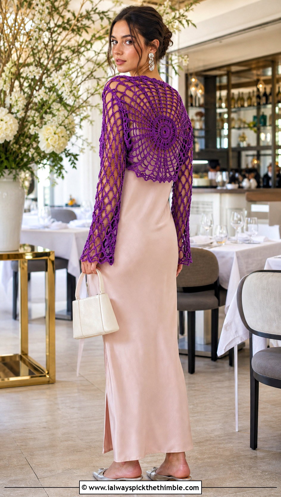 Spider Web Bolero Crochet Top Over A Slip Dress - 25 spider crochet top outfit ideas