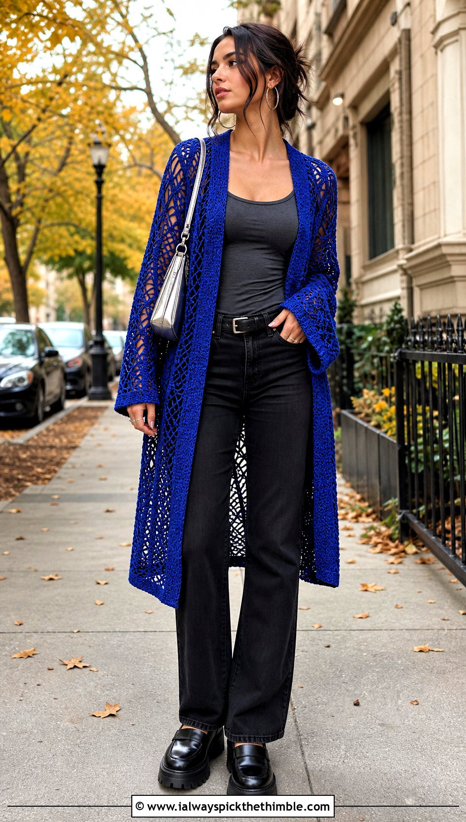 Spiderweb Crochet Cardigan With Black Jeans - 20 Crochet Halloween Clothes and outfit ideas