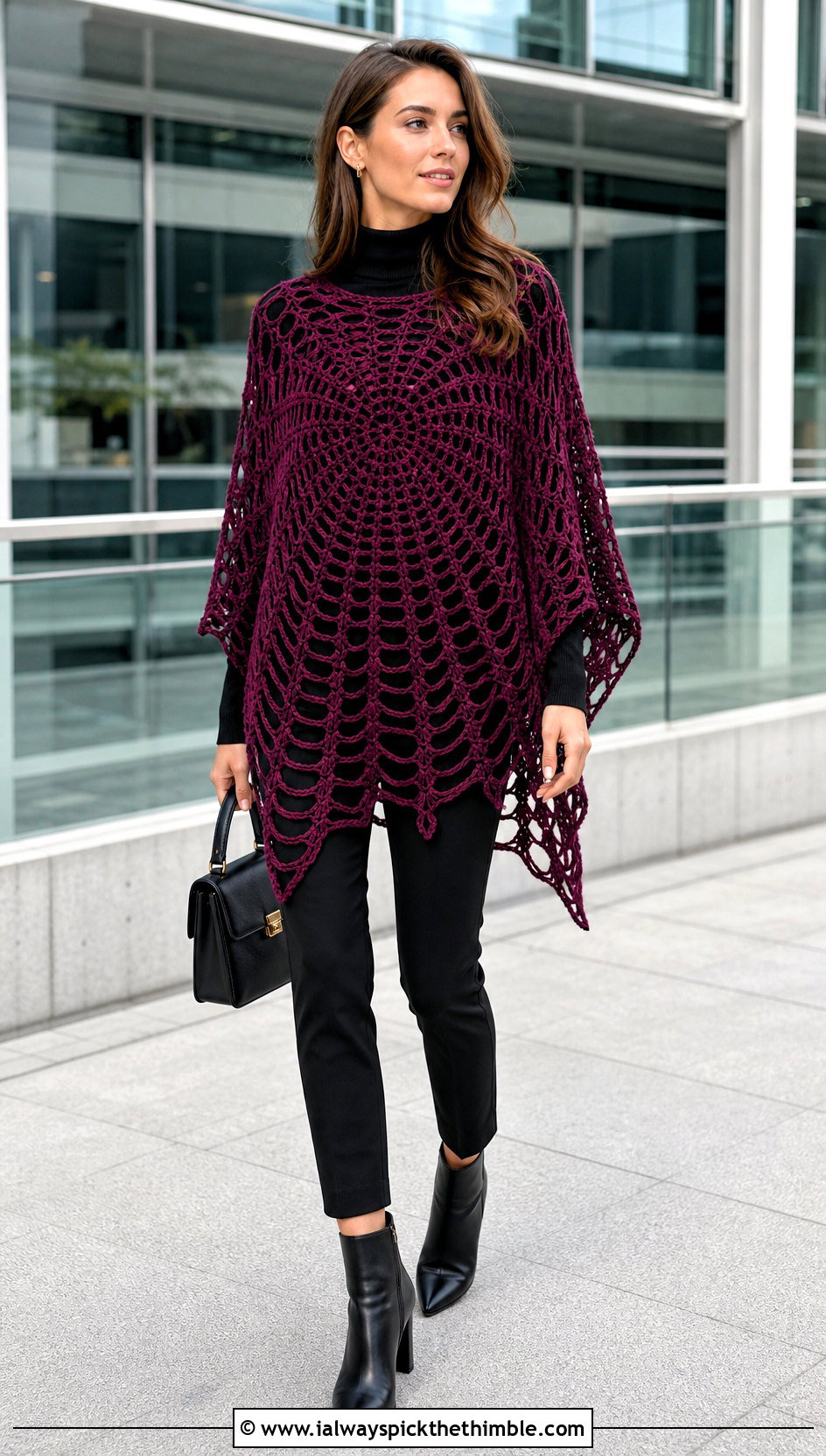 Spiderweb Crochet Poncho With Slim Pants - 25 halloween crochet clothes and outfit ideas