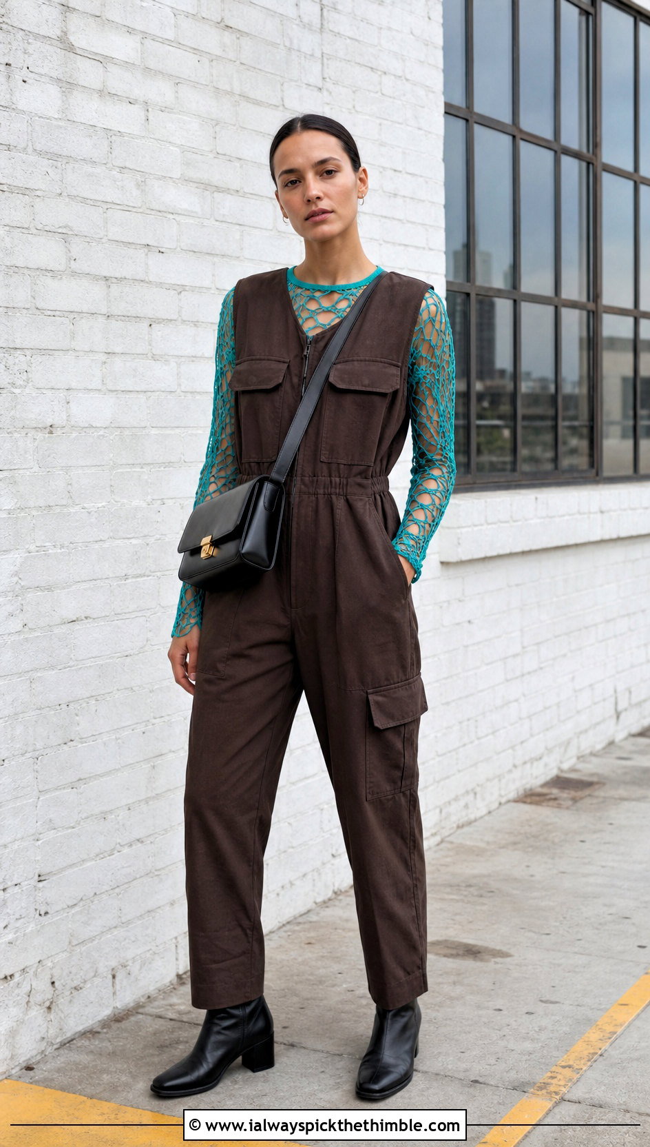 Spiderweb Thread Crochet Top With A Jumpsuit - 15 Thread Crochet Tops outfit ideas