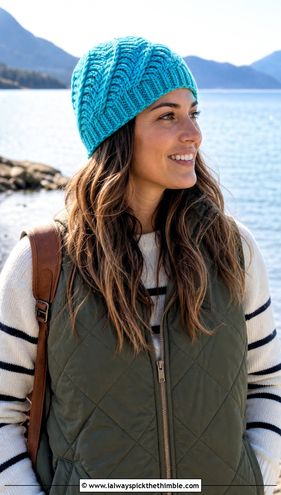 Spiral Cable Stitch Beanie With Quilted Vest - 20 Crochet Cable Stitch Beanie outfit ideas