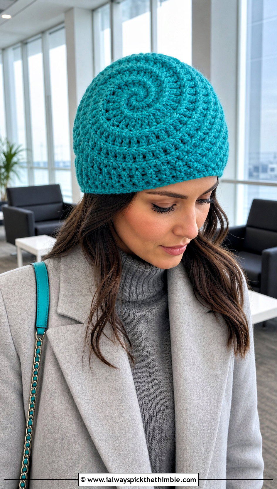 Spiral Chunky Crochet Beanie With Monochrome Sweater Outfit - 20 chunky yarn crochet hat outfit ideas