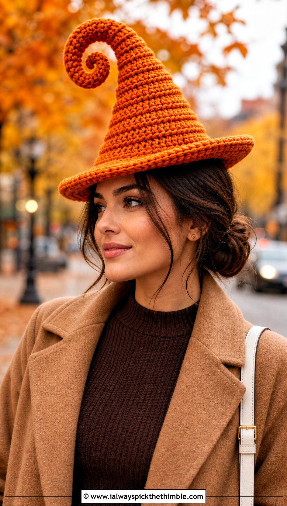 Spiral Cone Mini Crochet Witch Hat With Sweater Dress - 20 Mini Crochet Witch Hat outfit ideas
