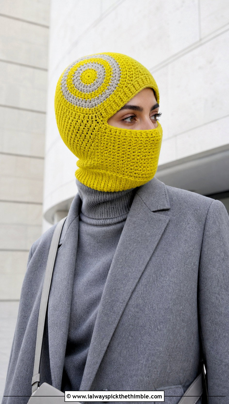Spiral Crochet Balaclava With Monochrome Outfit - 20 easy crochet balaclava outfit ideas