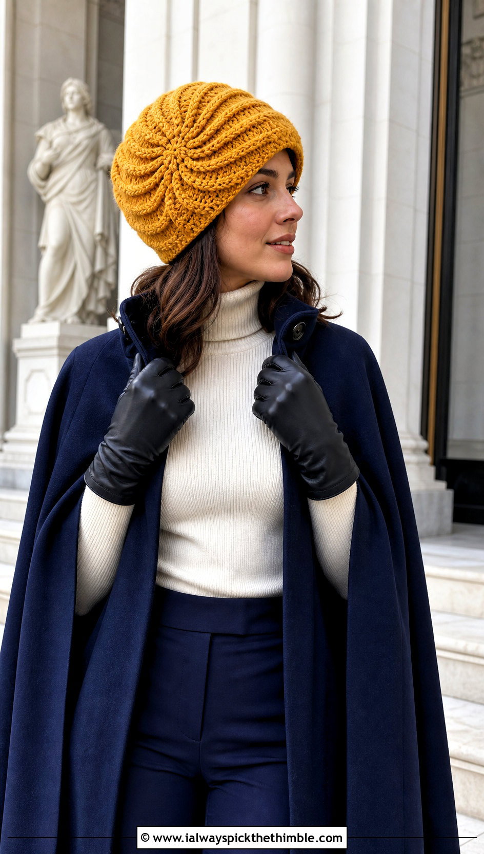 Spiral Crochet Beanie With Cape Coat - 20 Fall Crochet Beanie outfit ideas